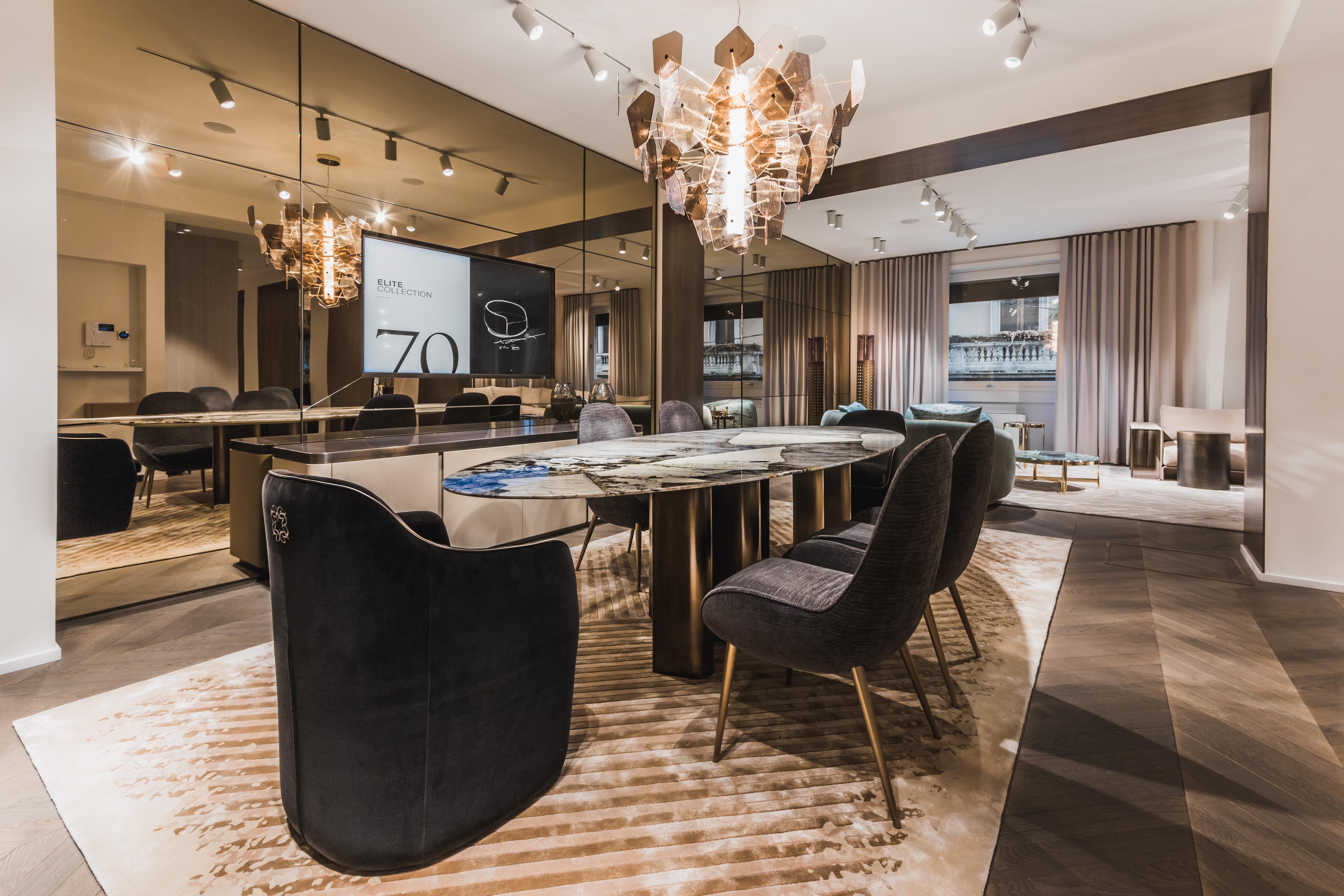 Contemporary 21st Century Art Deco Elie Saab Maison Brown Velvet Elite Dining Chair, Italy For Sale
