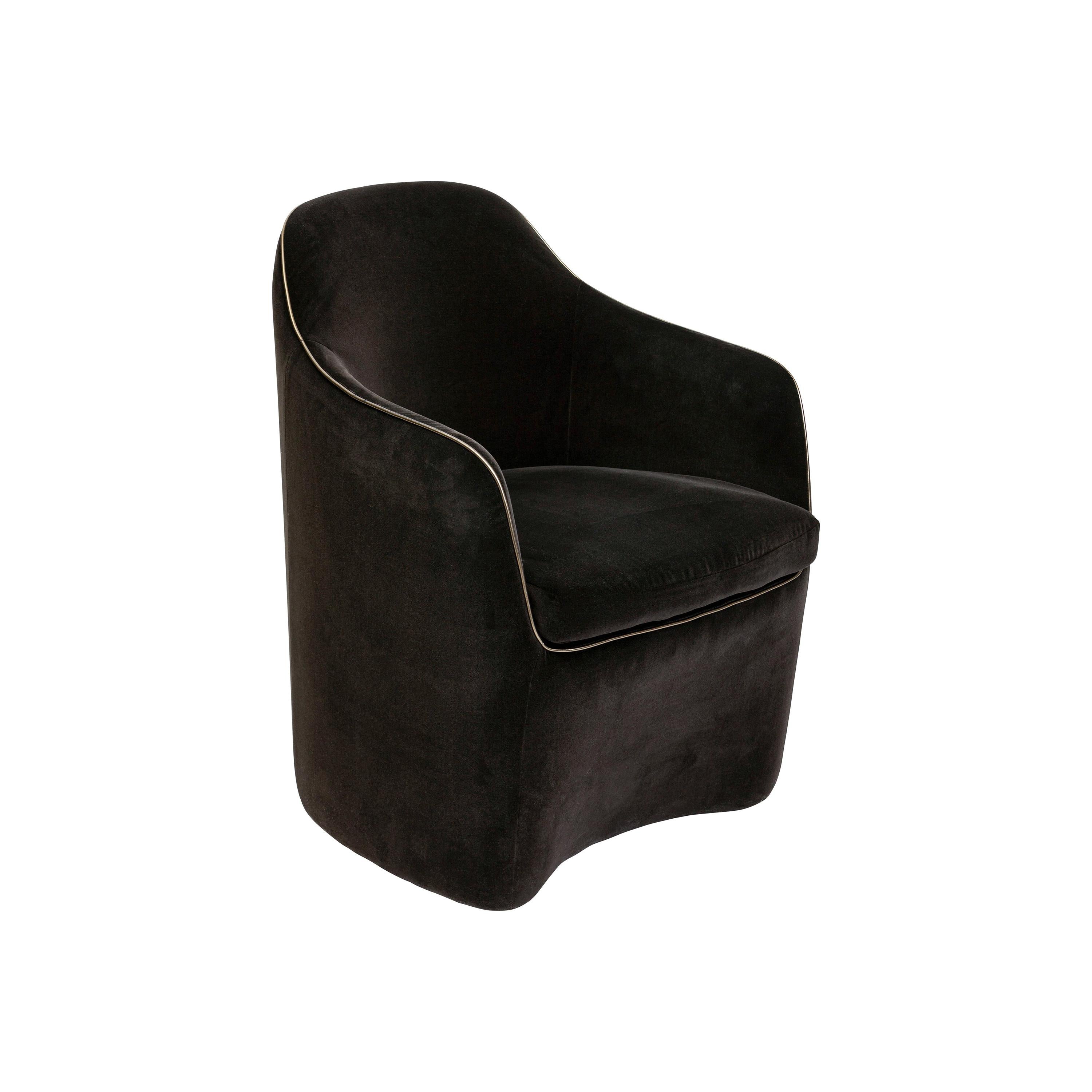 Sedia da pranzo Art Deco Elie Saab Maison Brown Velvet Elite del 21° secolo, Italia