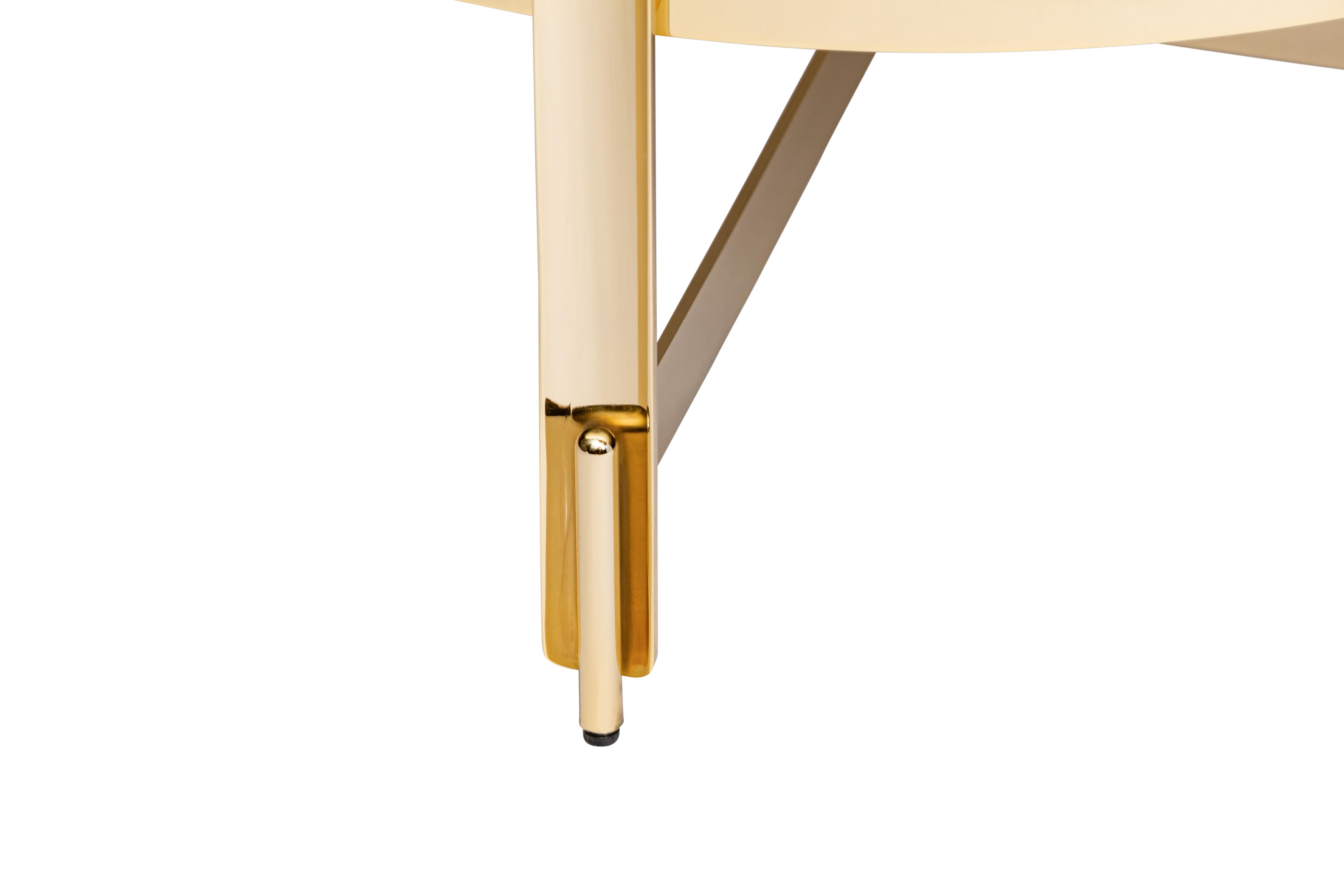 Polished 21st Century Art Deco Elie Saab Maison Calacatta Brass M Coffee Table, Italy For Sale