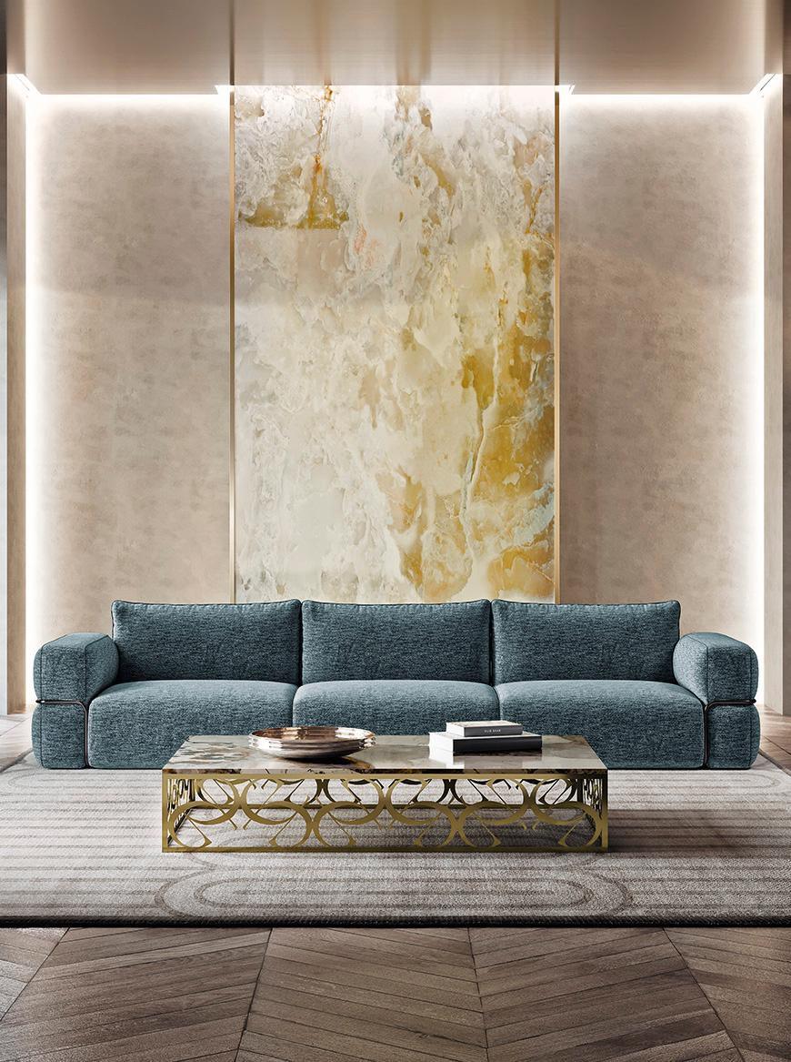 Bronzed 21st Century Art Deco Elie Saab Maison Patagonia Granite Coffee Table, Italy For Sale
