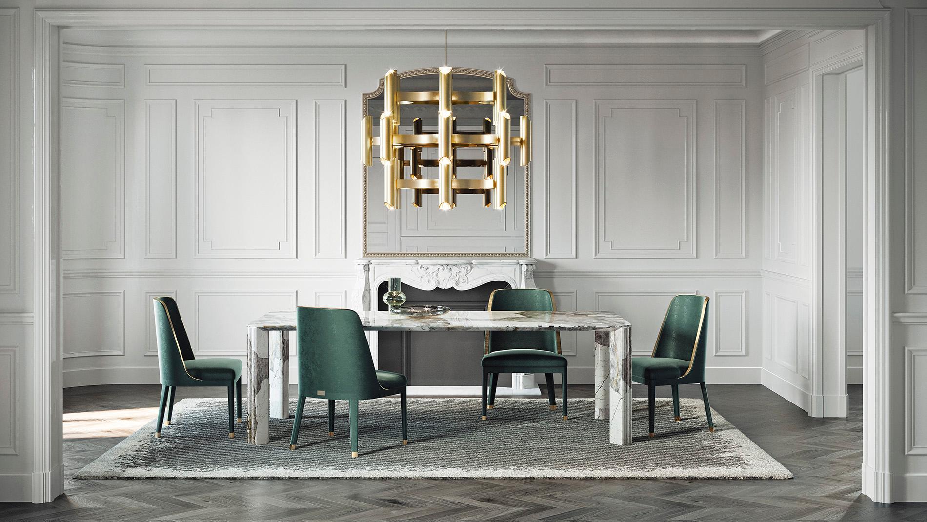 Table de salle à manger de style Art Déco Elie Saab Maison Calacatta en marbre doré, Italie en vente 2