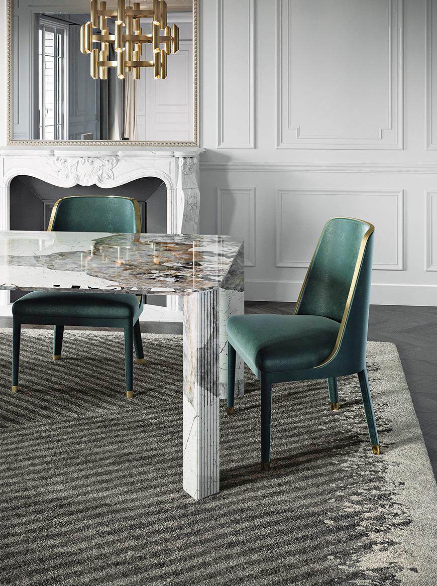 Table de salle à manger de style Art Déco Elie Saab Maison Calacatta en marbre doré, Italie en vente 3