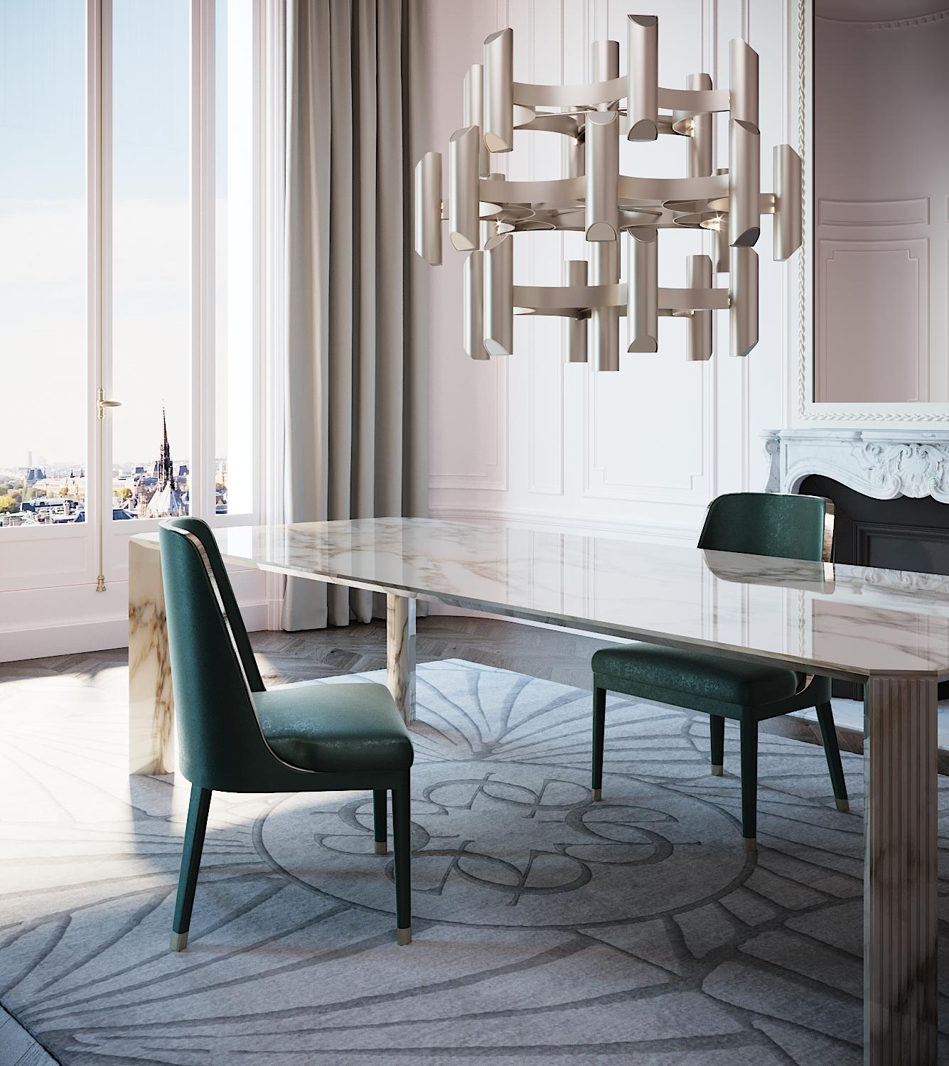 Table de salle à manger de style Art Déco Elie Saab Maison Calacatta en marbre doré, Italie en vente 4