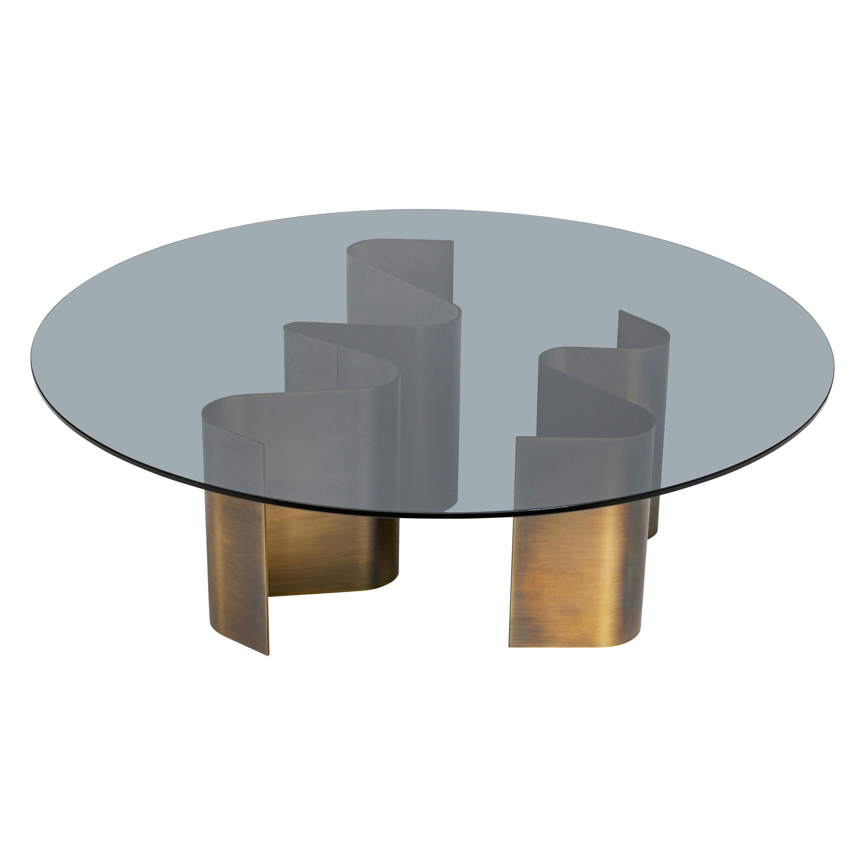 21. Jahrhundert Art Déco Elie Saab Maison Dünen Glas bronziert Couchtisch, Italien im Angebot