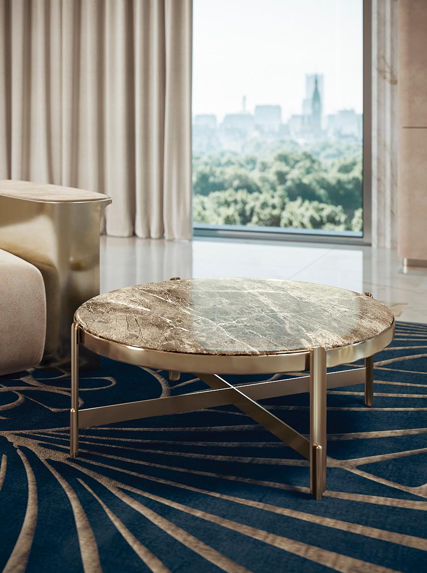 Table basse du XXIe siècle de style Art déco Elie Saab Maison Green Alpine Brass M, Italie en vente 6