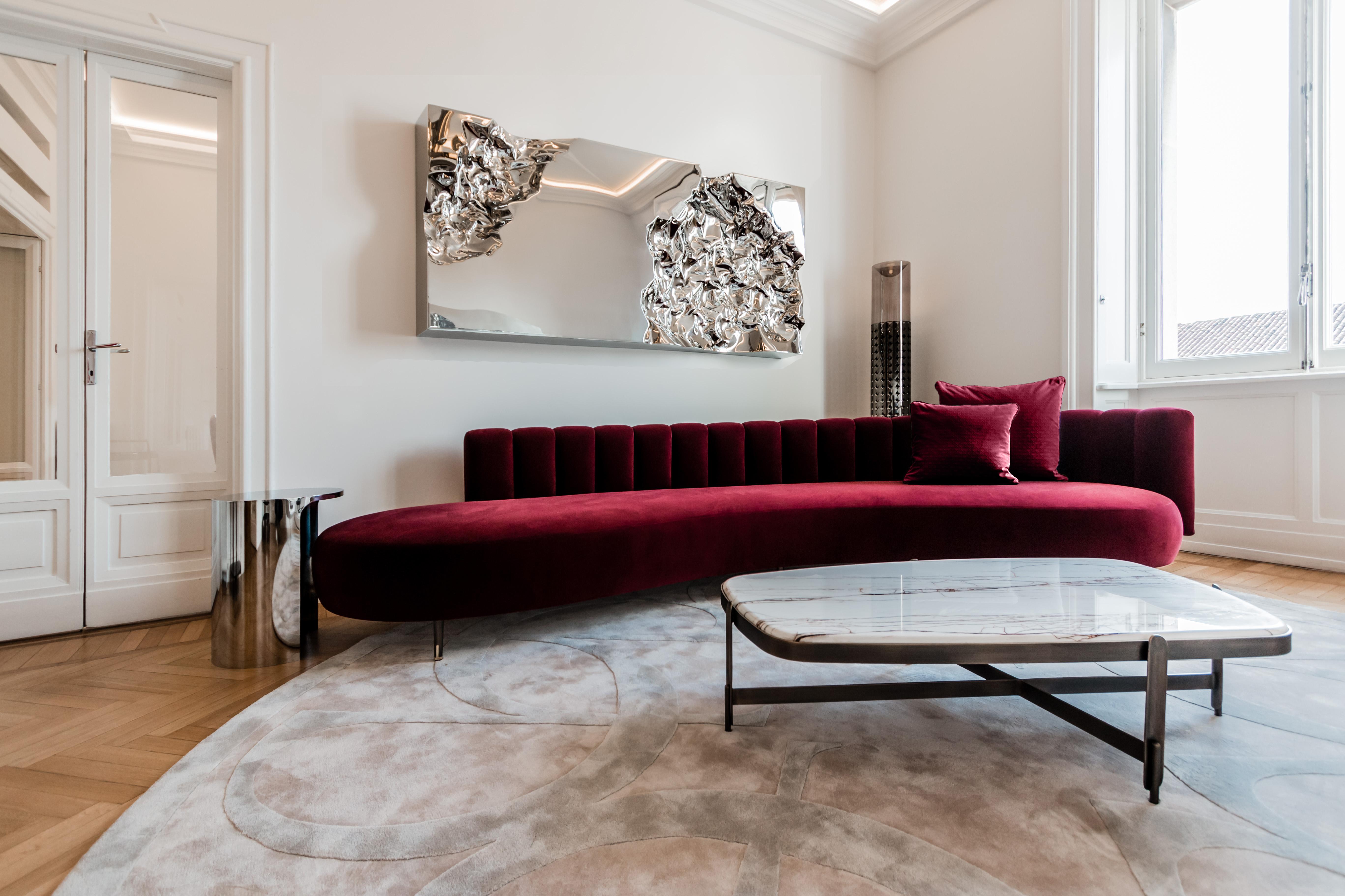 Table d'appoint palais en acier poli Art déco du 21e siècle de la Maison Elie Saab, Italie en vente 1