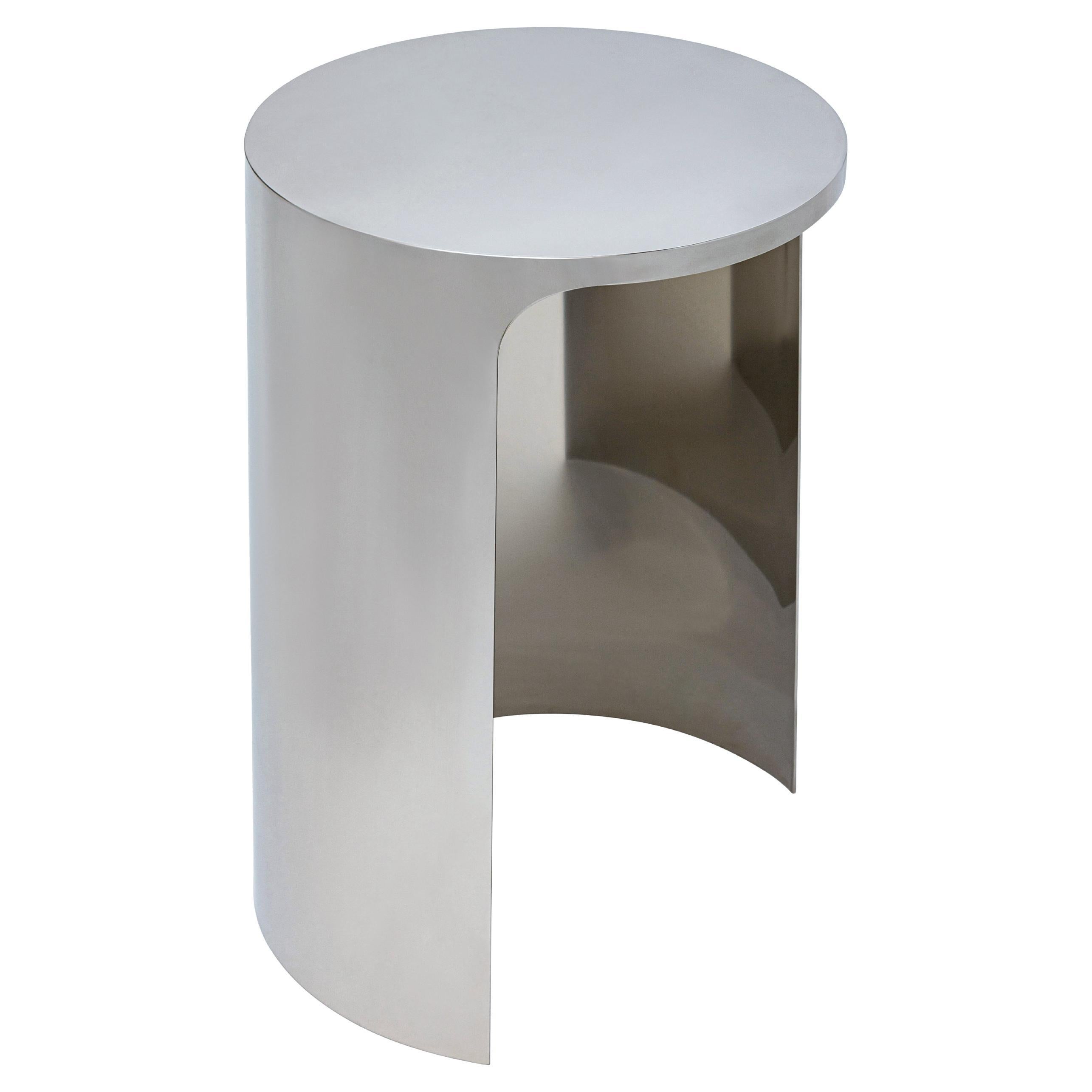 21st Century Art Deco Elie Saab Maison Polished Steel Palace Side Table, Italy For Sale