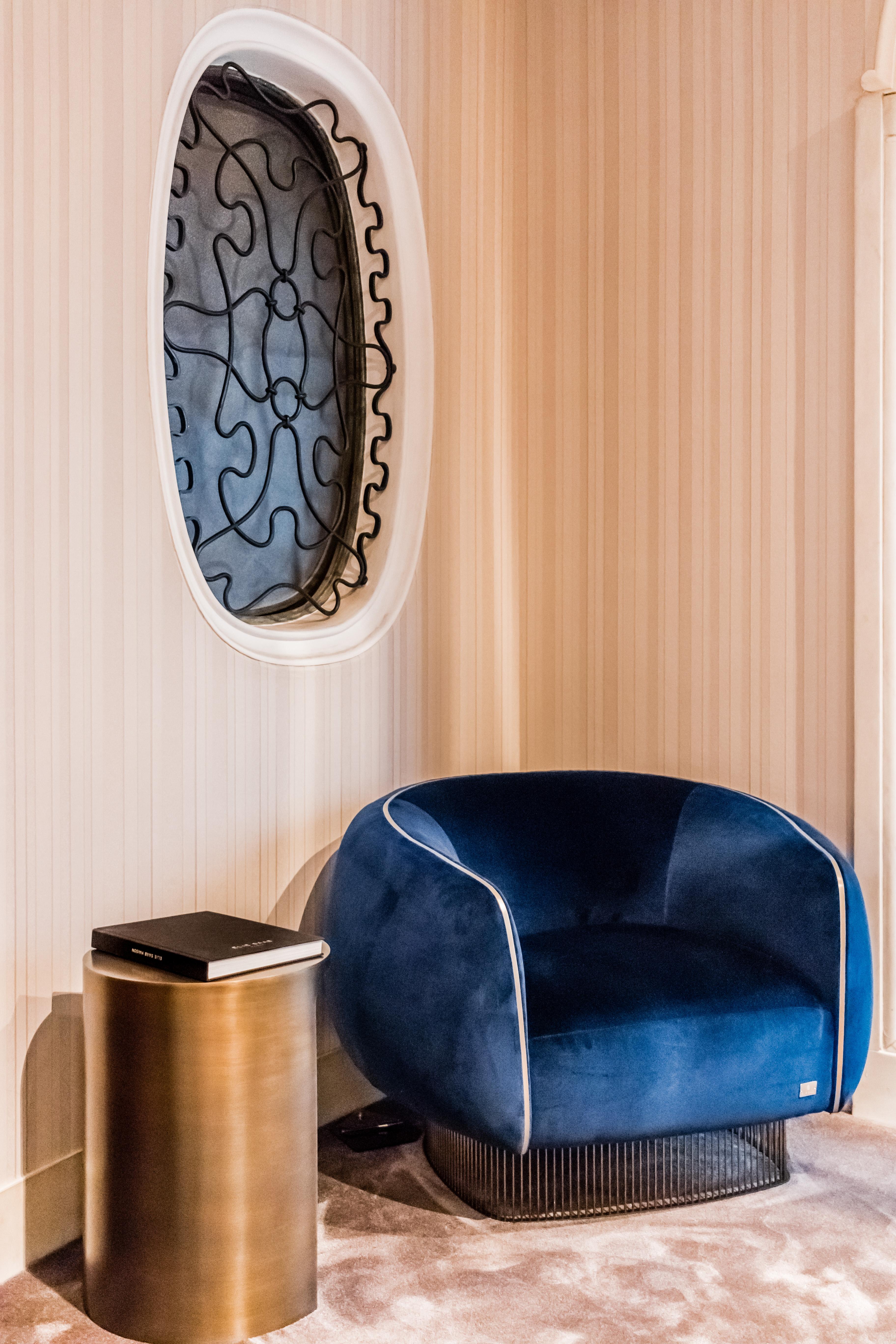 21. Jahrhundert Art Deco Elie Saab Maison Samt Bronze Messing Elite Sessel, Italien im Angebot 3