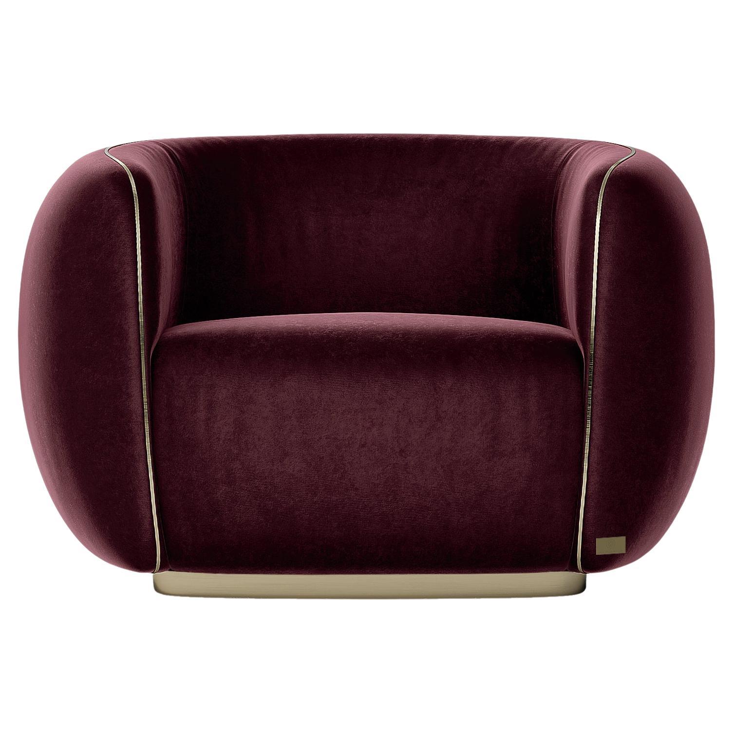 21st Century Art Deco Elie Saab Maison Velvet Bronze Brass Elite Armchair, Italy