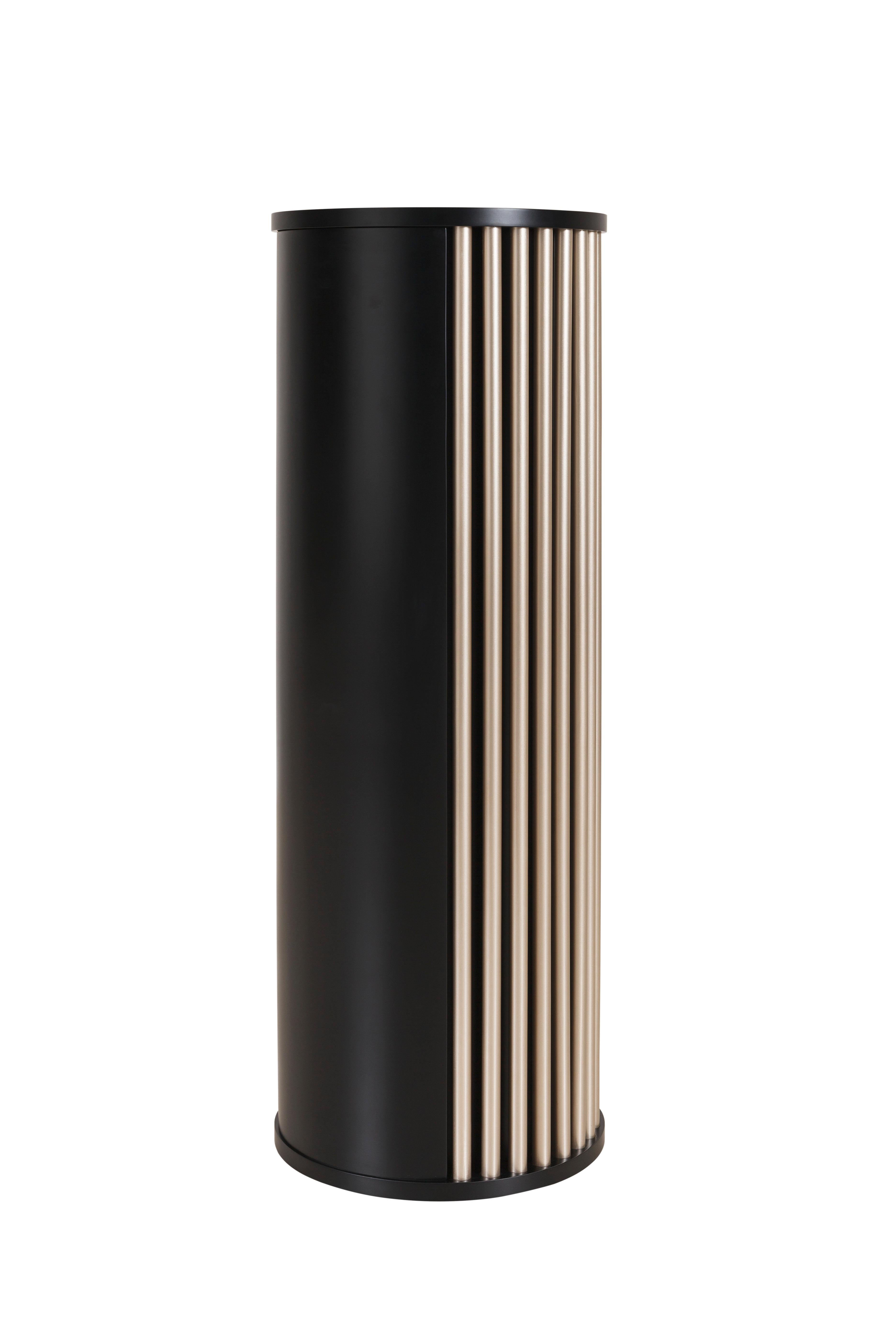 Modern Black Flute Pedestal Sculpture Column Handmade in Portugal by Greenapple For Sale 2