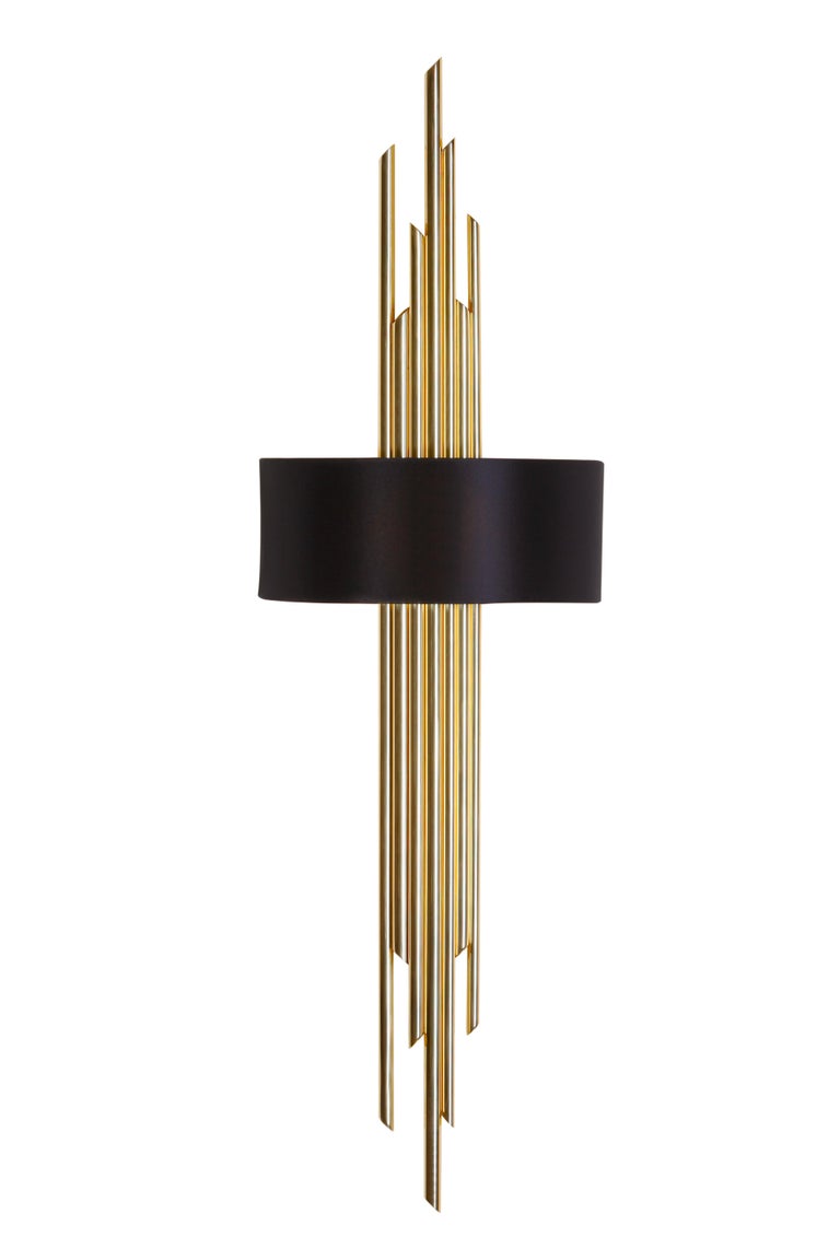 Brushed 21st Century Art Deco Style Moreira Wall Lamp Handcrafted Portugal by Greenapple For Sale