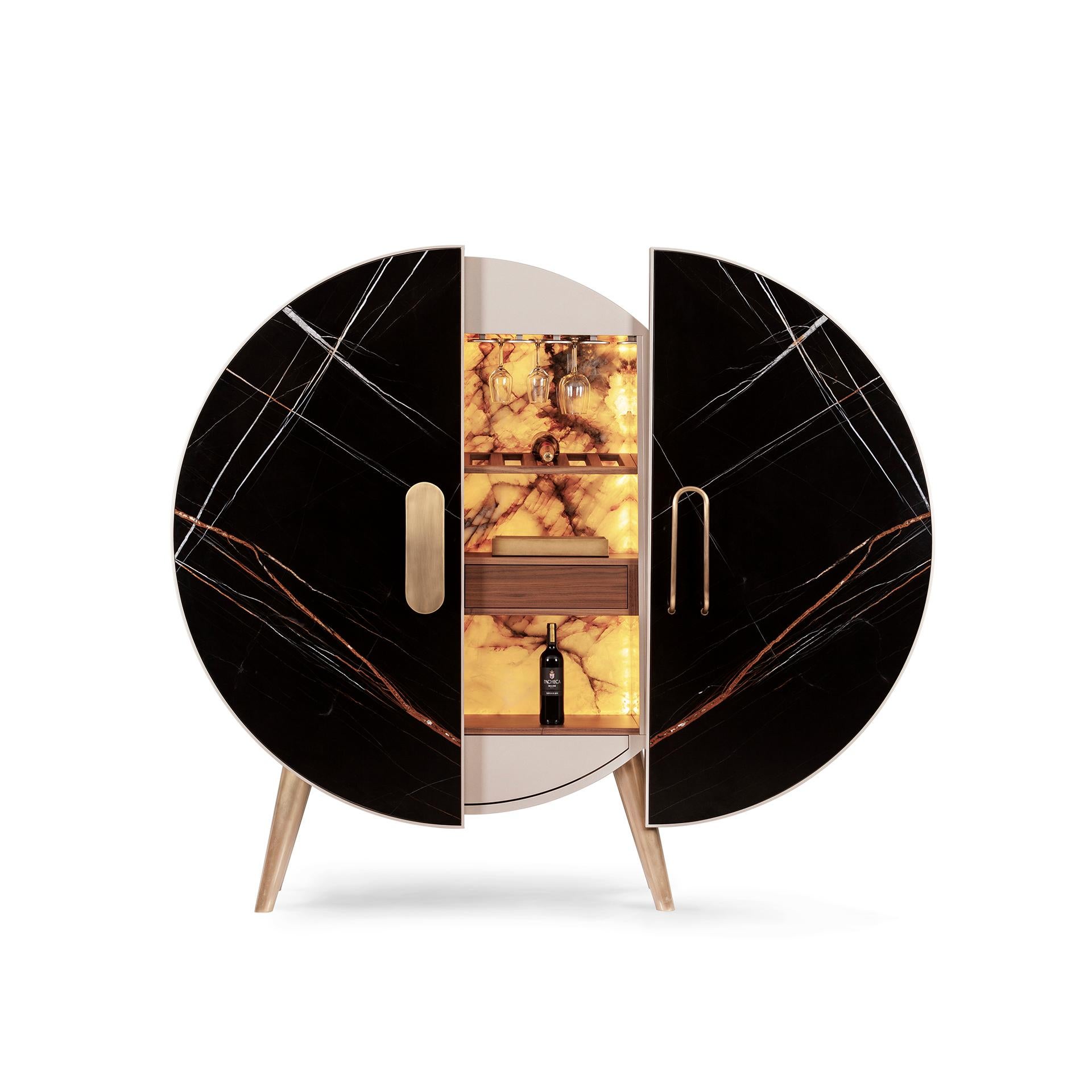 Modern Bongo Bar Cabinet, Calacatta Marble, Handmade in Portugal by Greenapple For Sale 4