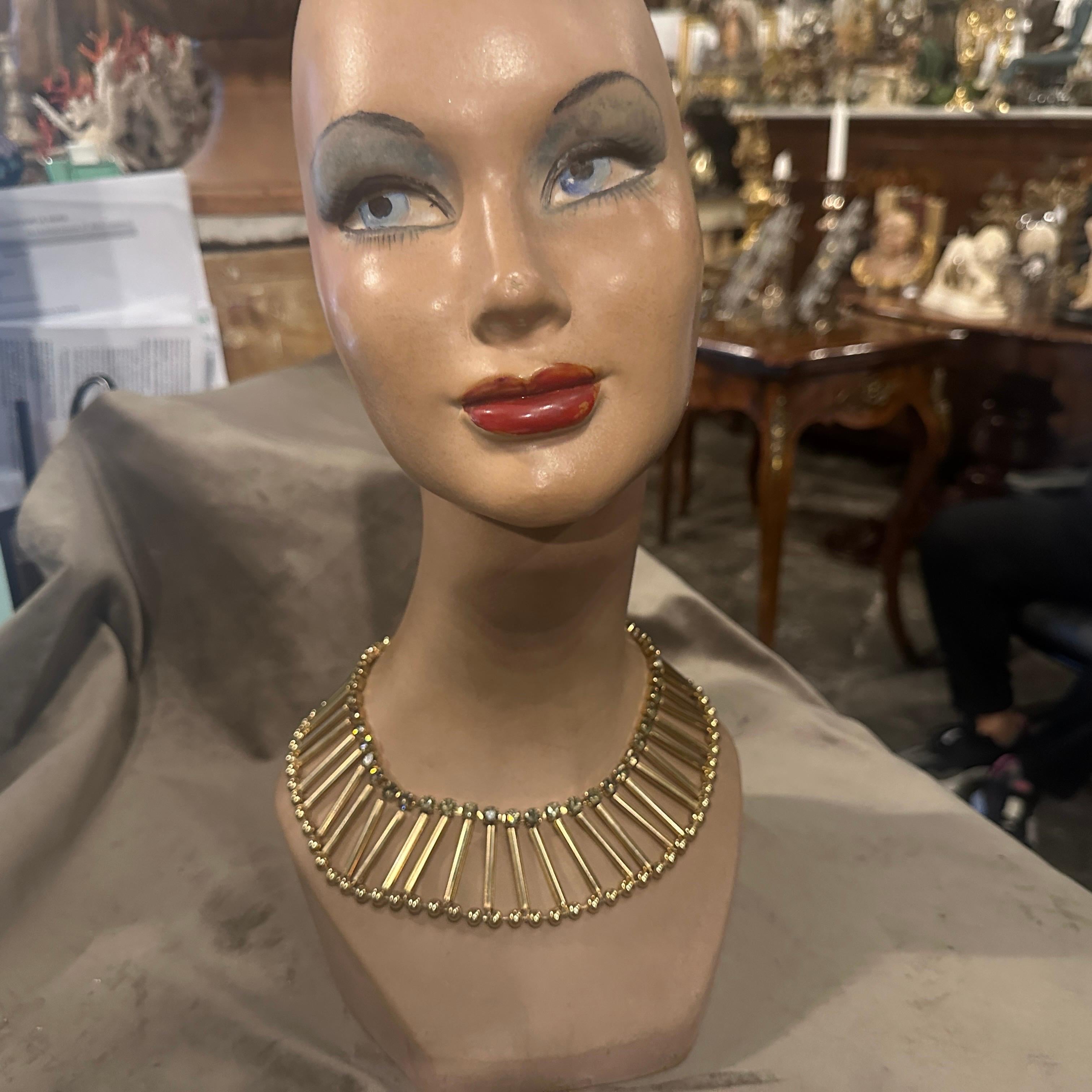 Girocollo in ottone e strass del XXI secolo in stile Art déco di Coppola e Toppo in vendita 5