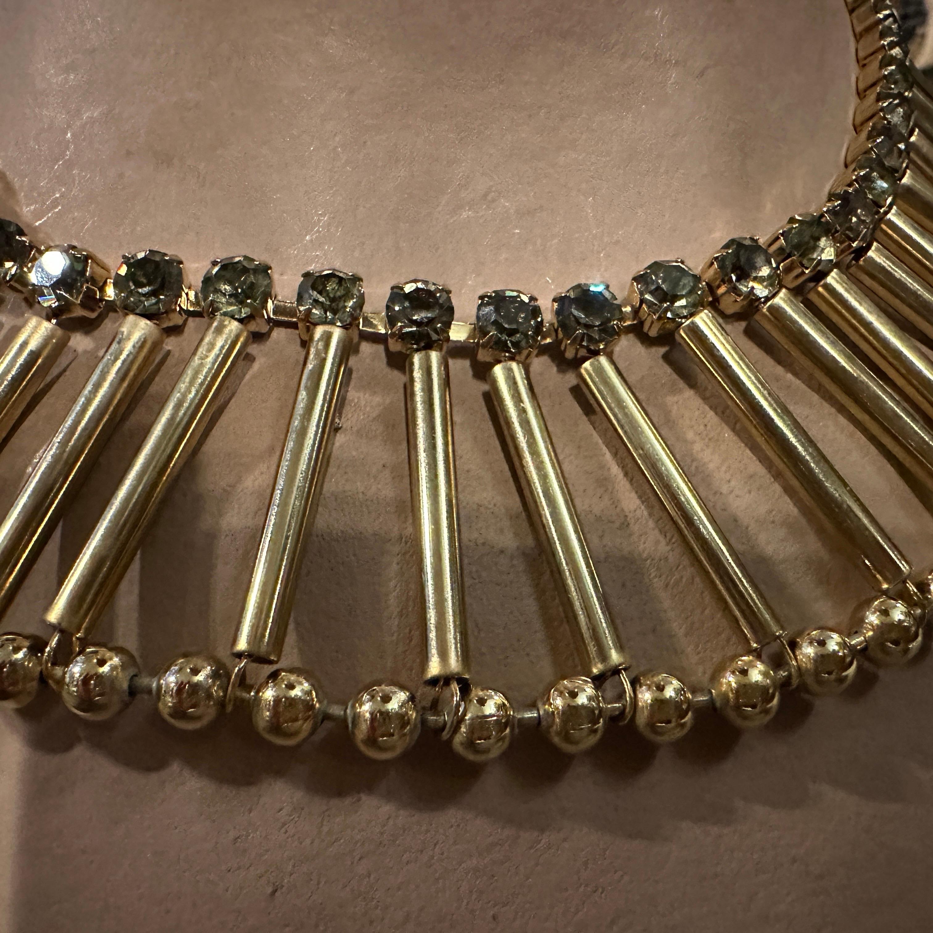 Girocollo in ottone e strass del XXI secolo in stile Art déco di Coppola e Toppo in vendita 1