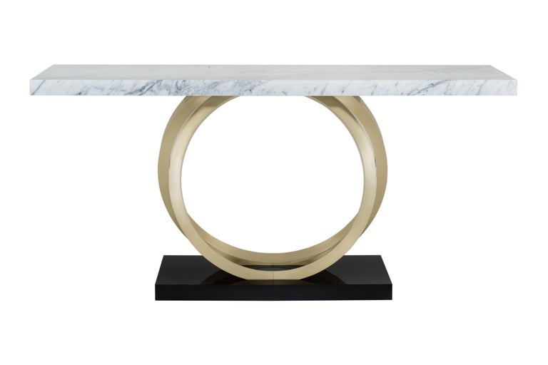 Art Deco Style Turim Console in Carrara Bianco Marble Handcrafted by Greenapple For Sale 7