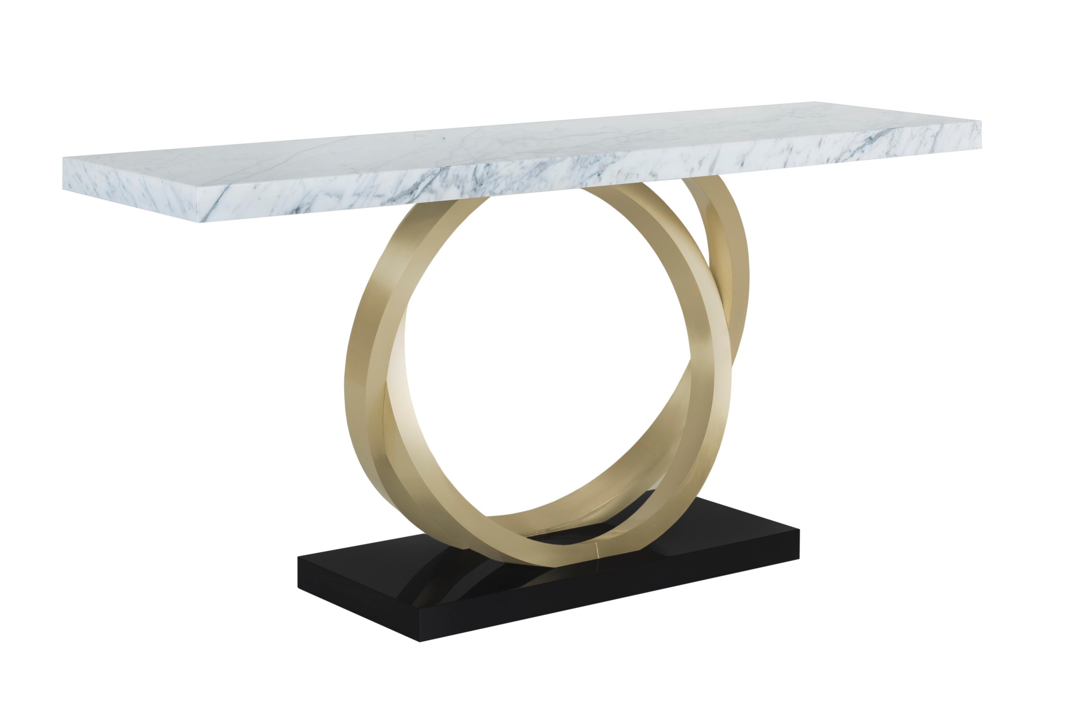 Modern Armilar Console Table Calacatta Marble Brass Handmade Portugal Greenapple In New Condition For Sale In Lisboa, PT