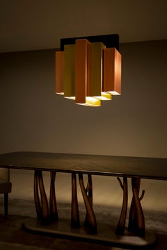 Modern Tower Chandelier, Copper Brass, Handmade in Portugal by Greenapple