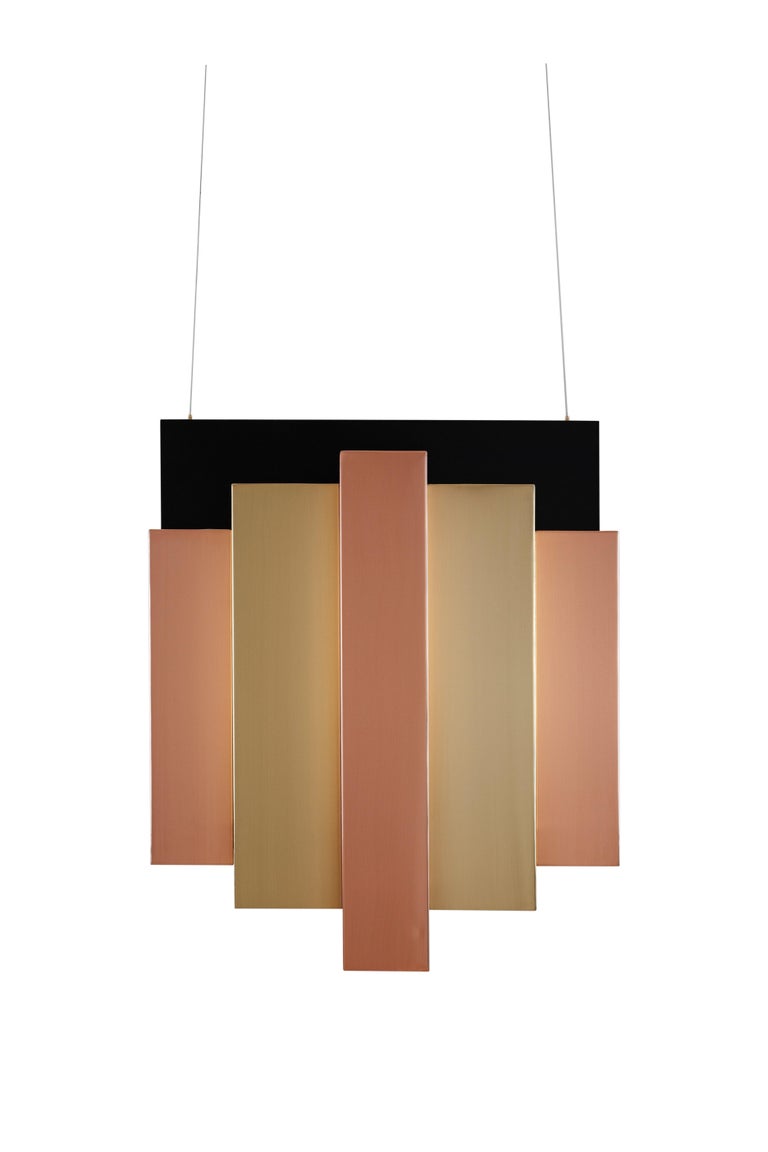 Portuguese 21st Century Art Deco Tower Suspension Lamp Handcrafted Portugal by Greenapple For Sale