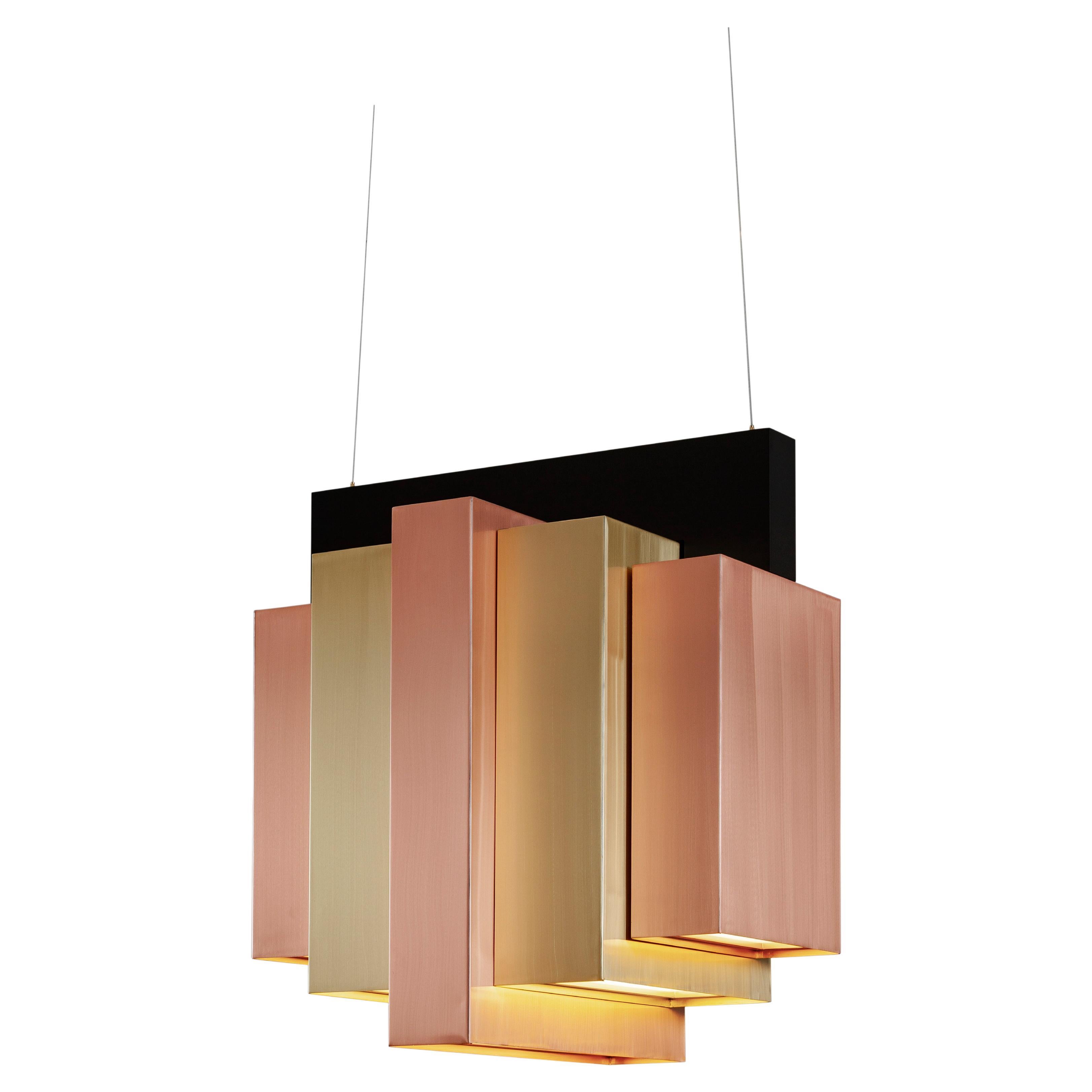 Modern Tower Hanging Lamp, Copper Brass, Handmade in Portugal by Greenapple
