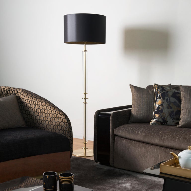 Valverde Floor Lamp, Modern Collection, Handcrafted in Portugal - Europe by GF Modern.

The luxurious Art Deco floor lamp Valverde creates a subliminal ambience for extraordinary living. The two cylindrical details made of clear glass harmonize with