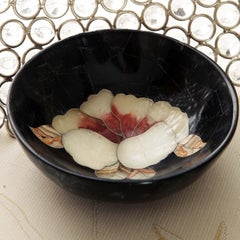 21st Century Decorative Bowl Onyx, Marble Semi Precious Inlay Mosaic Black