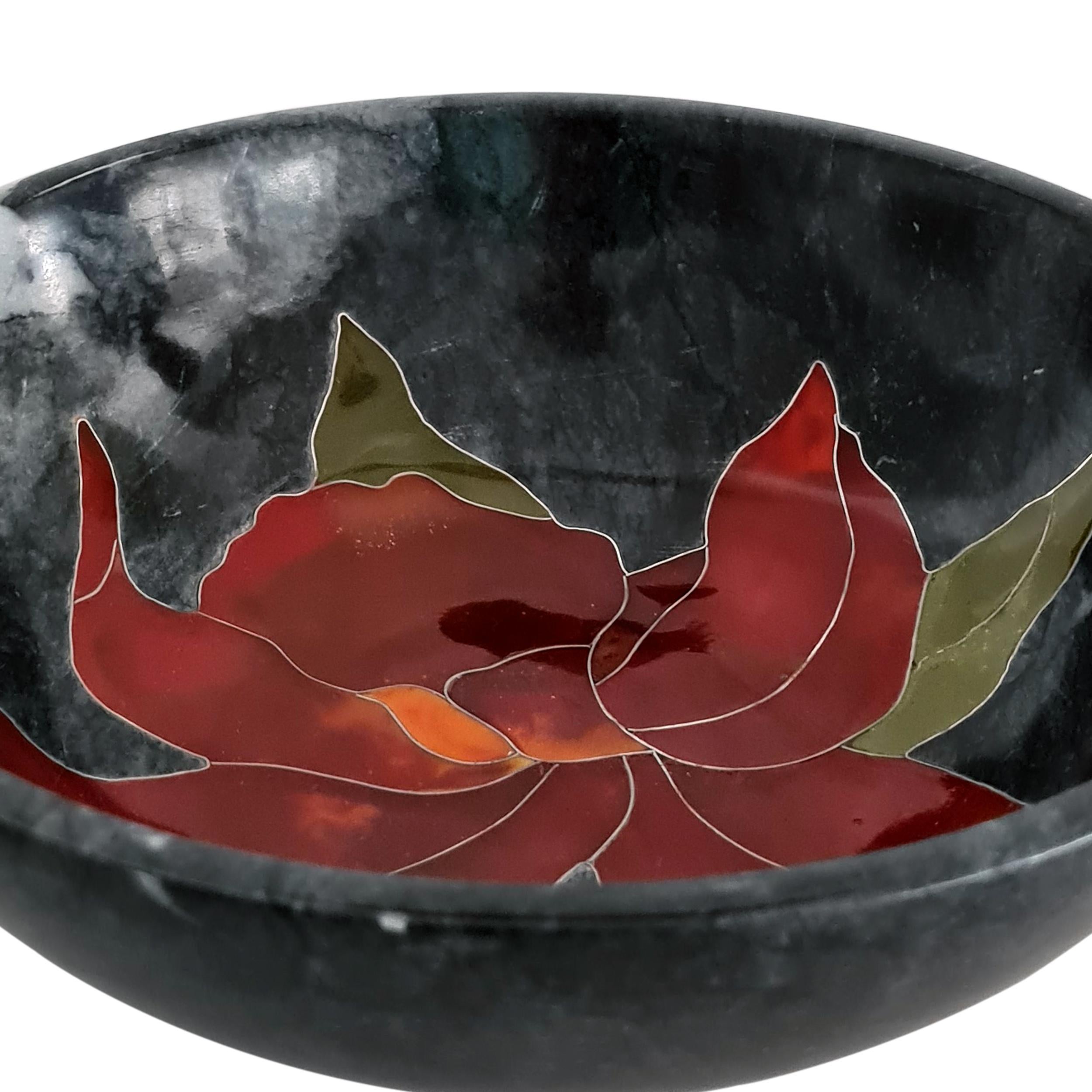 Post-Modern 21st Century Decorative Bowl Serpentine, Resin, Marble Semi Precious Mosaic For Sale