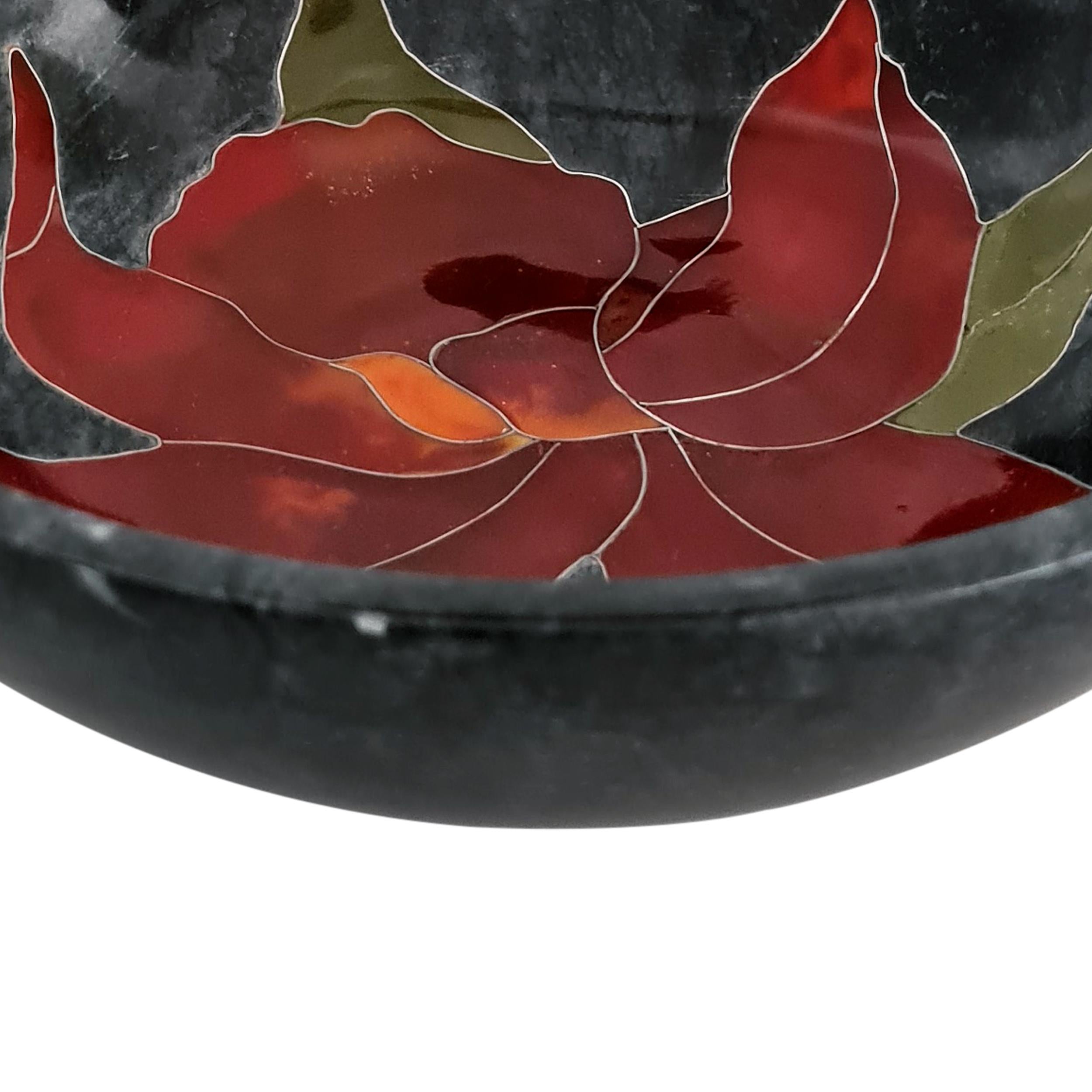 Cloissoné 21st Century Decorative Bowl Serpentine, Resin, Marble Semi Precious Mosaic For Sale