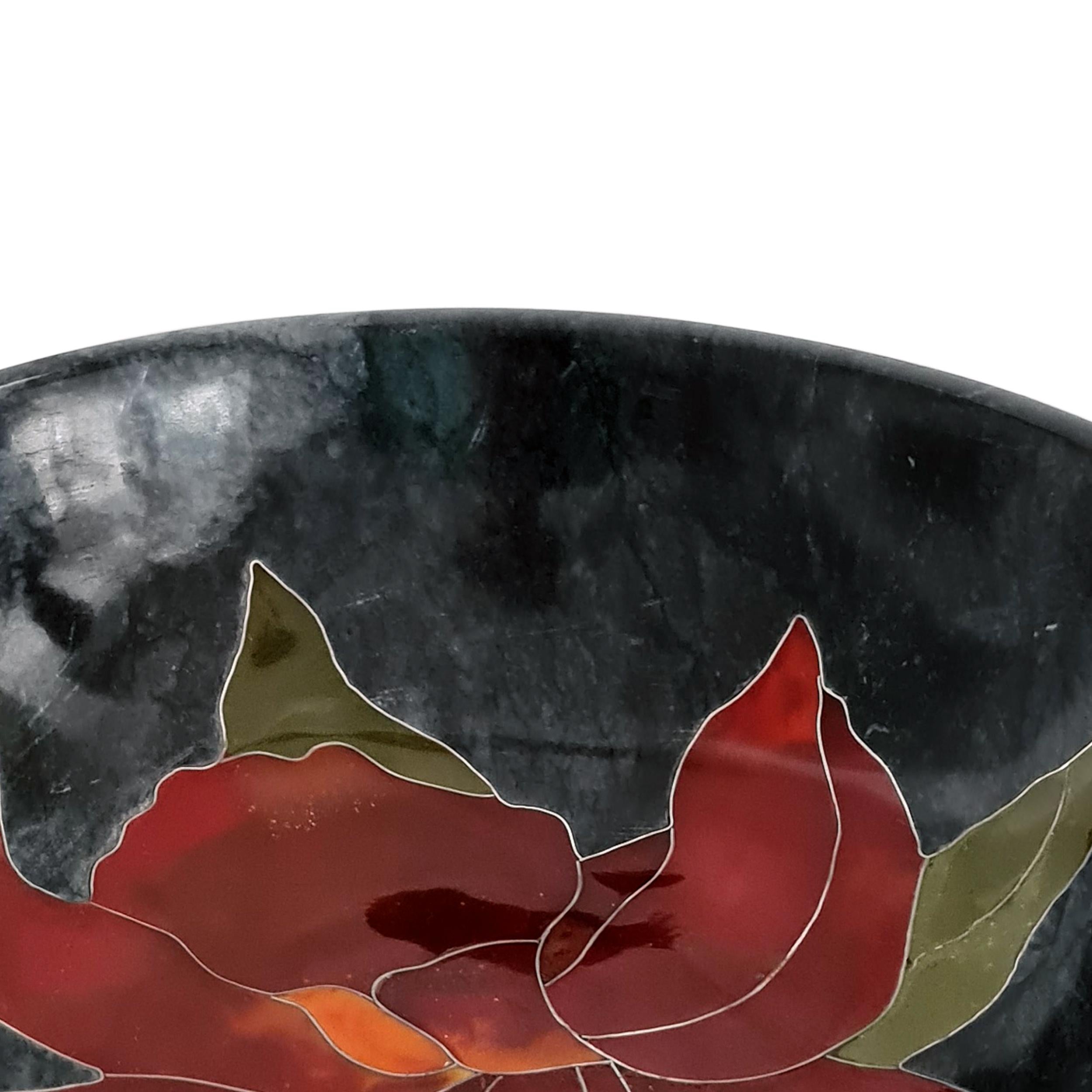 Contemporary 21st Century Decorative Bowl Serpentine, Resin, Marble Semi Precious Mosaic For Sale