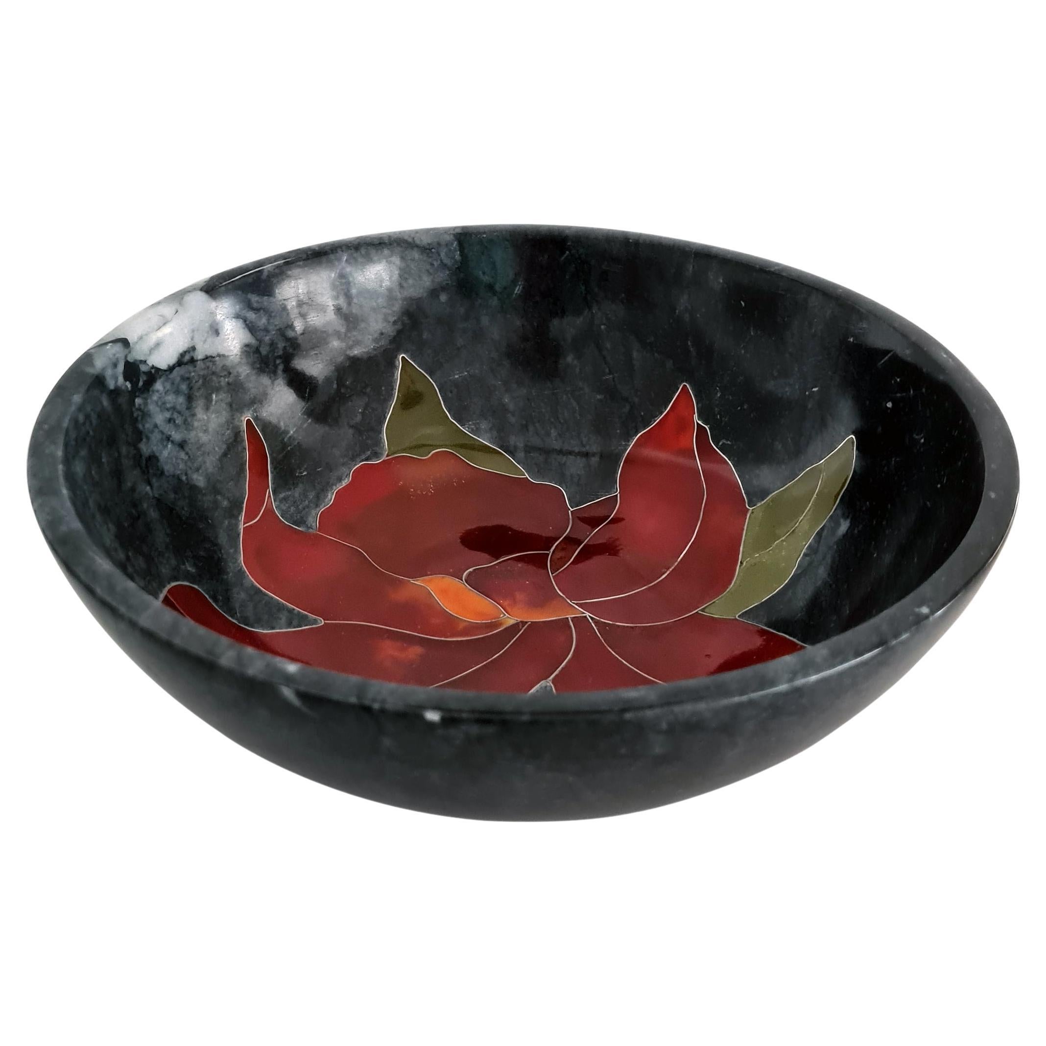 21st Century Decorative Bowl Serpentine, Resin, Marble Semi Precious Mosaic For Sale