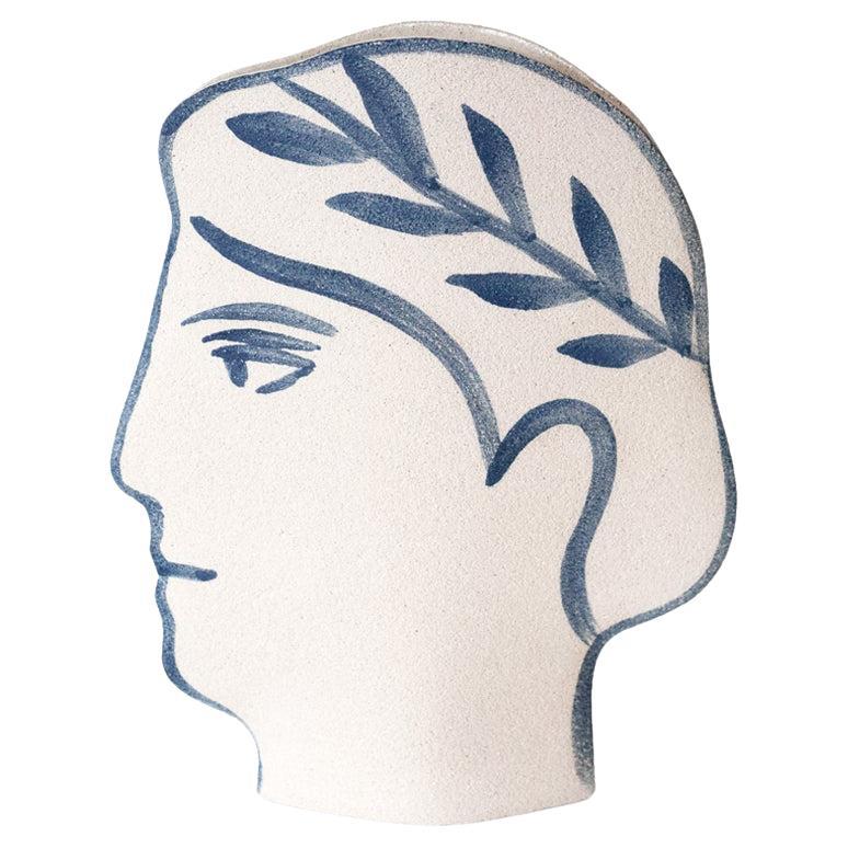 21st Century ‘Artemis - Blue’, in White Ceramic, Hand-Crafted in France For Sale