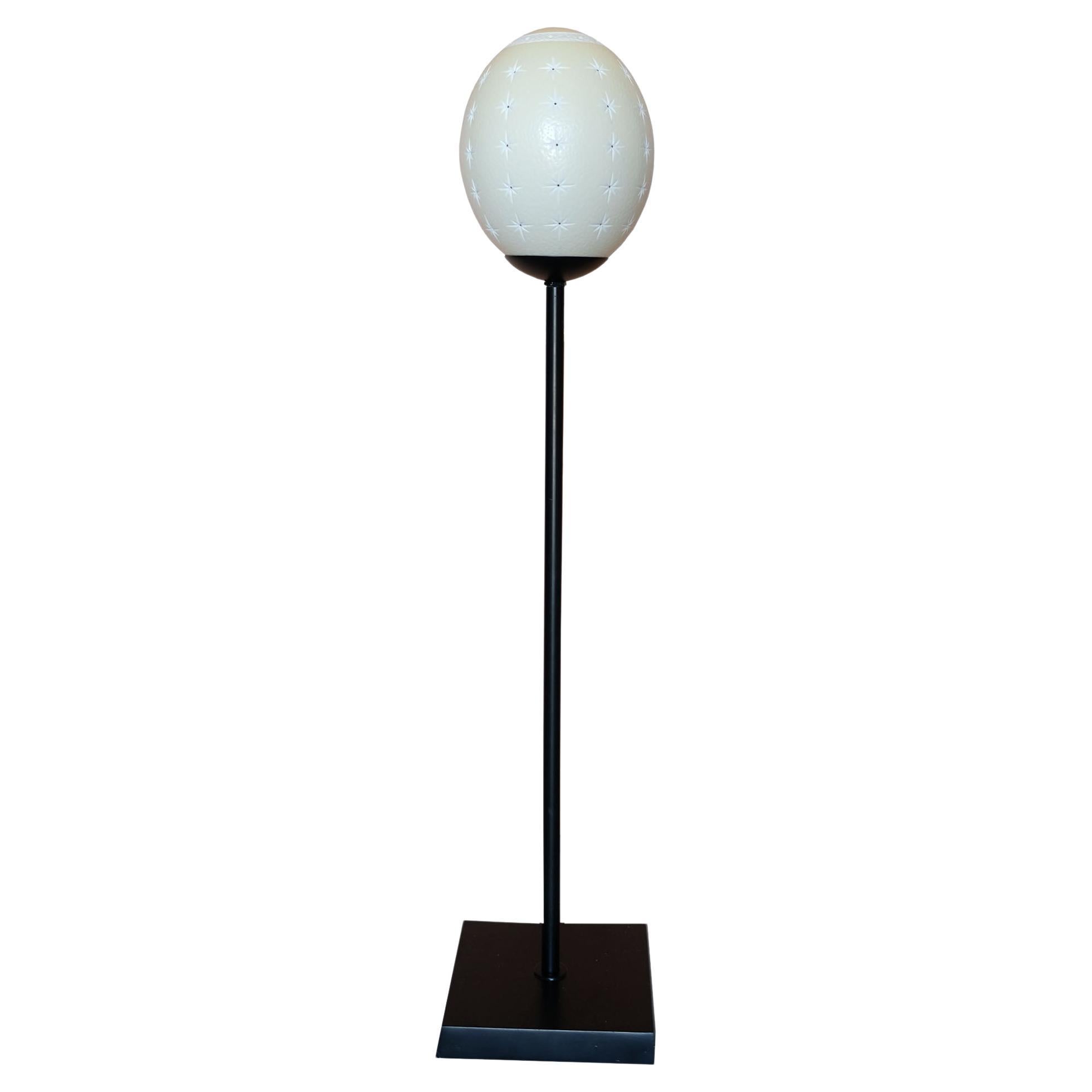 21st Century Artisan Carved Ostrich Egg Table Lamp