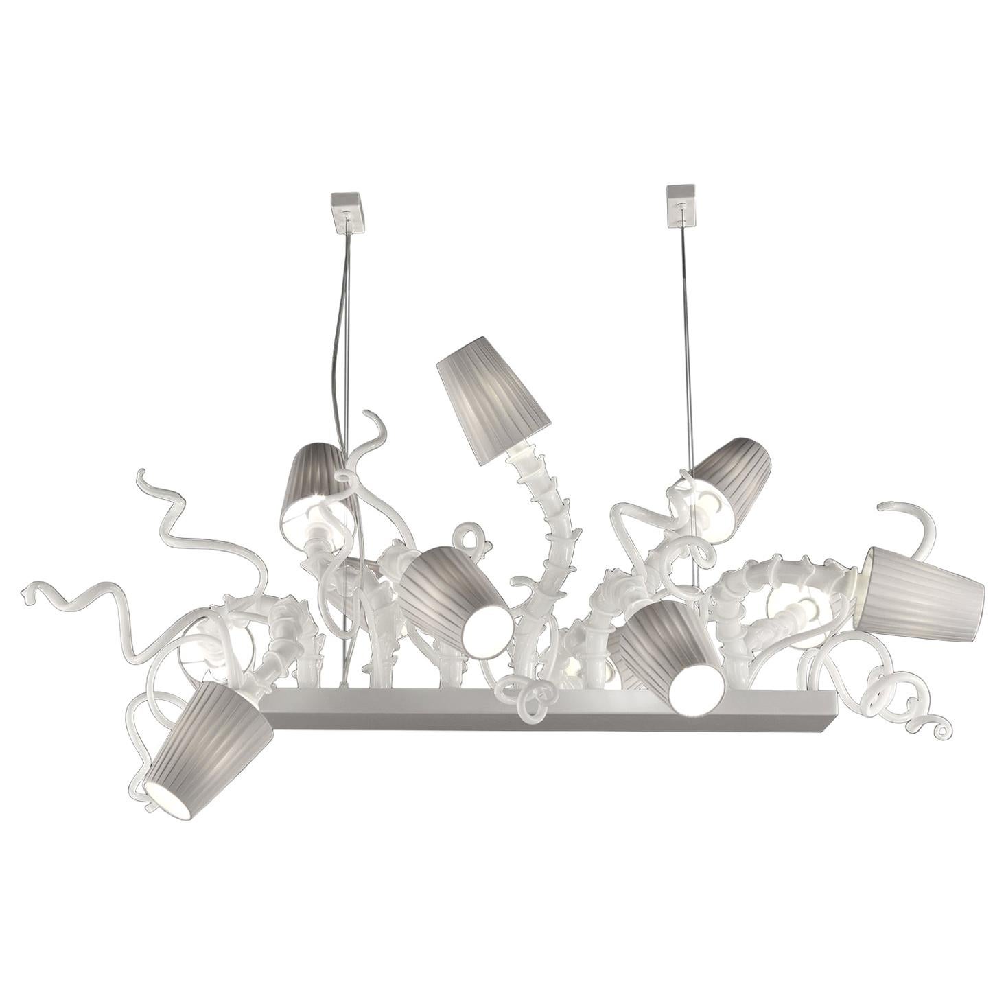 21st Century Artistic Chandelier 11 Arms Handmade Murano Glass by Multiforme For Sale
