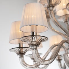 21st Century artistic Chandelier 9+6arms Gray Murano Glass by Multiforme