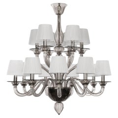 Araña artística Siglo XXI 9+6armas Cristal de Murano Gris by Multiforme