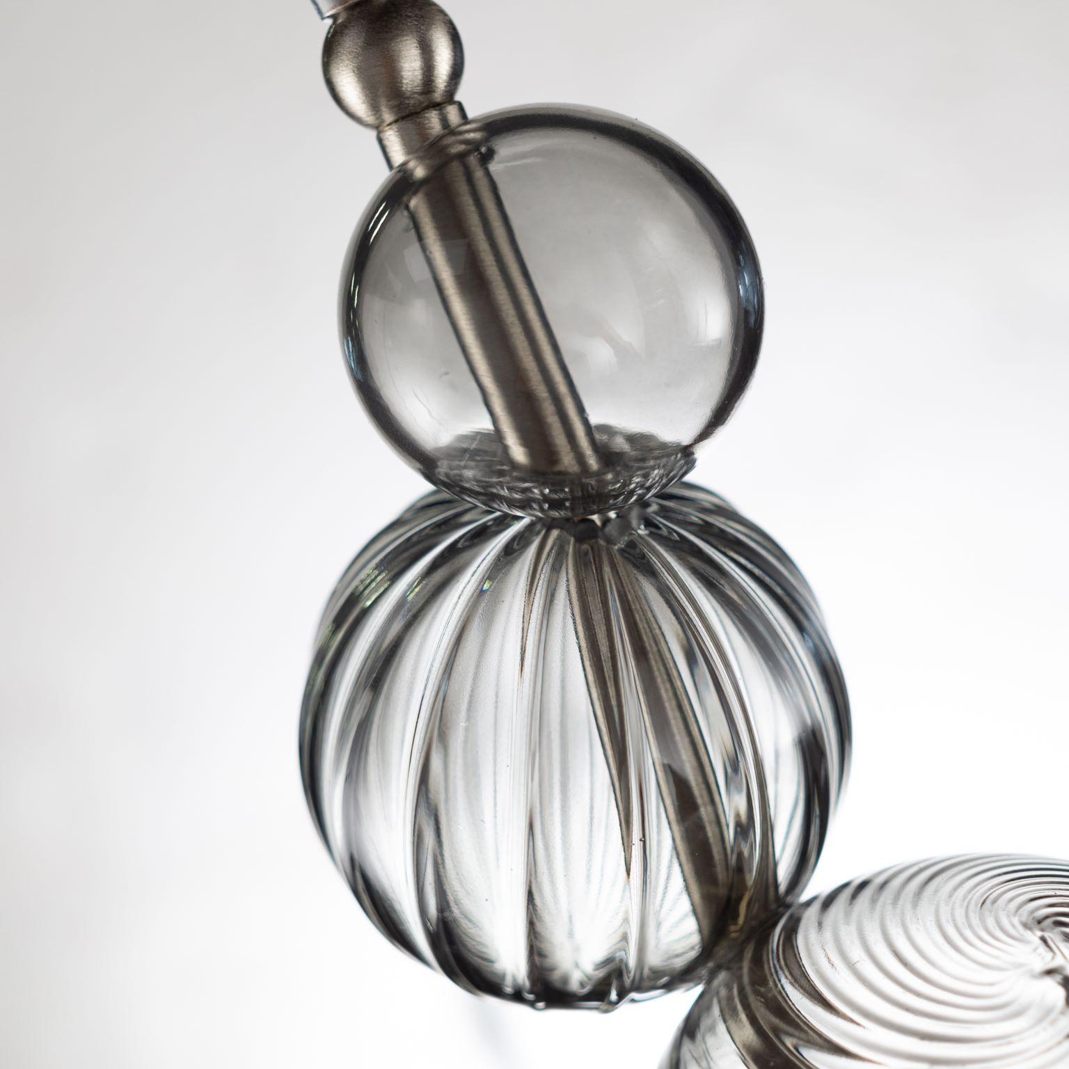 Italian 21st Century Artistic Pendant 1 Light, Grey Murano Glass by Multiforme For Sale