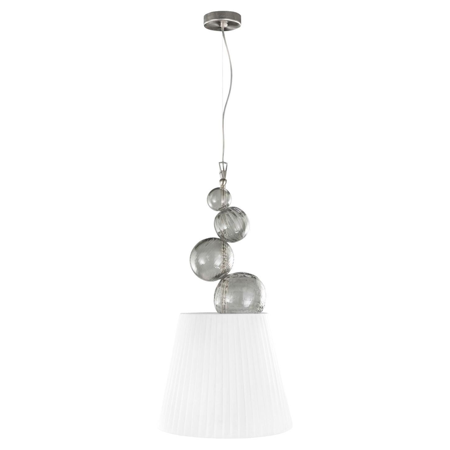 21st Century Artistic Pendant 1 Light, Grey Murano Glass by Multiforme For Sale
