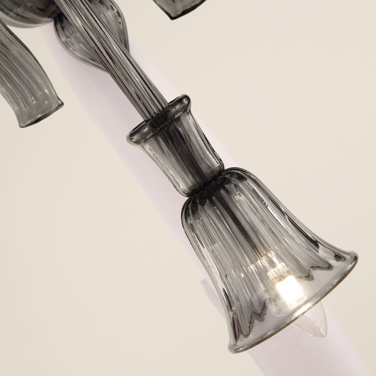 21st Century Artistic Sconce 1 Arm Grey Murano Glass Ritz by Multiforme in stock In New Condition For Sale In Trebaseleghe, IT