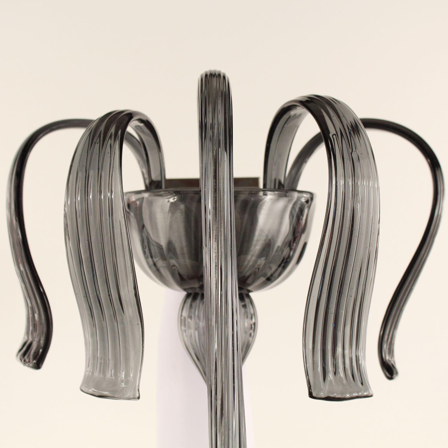 Blown Glass 21st Century Artistic Sconce 1 Arm Grey Murano Glass Ritz by Multiforme in stock For Sale