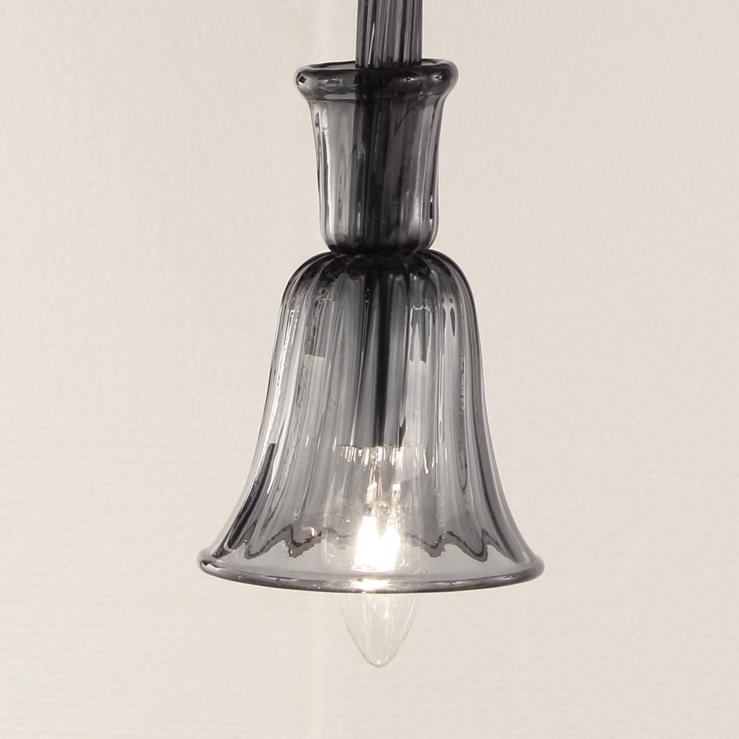 Lámpara Artística Siglo XXI 1 Brazo Cristal Murano Gris Ritz by Multiforme en stock en venta 1