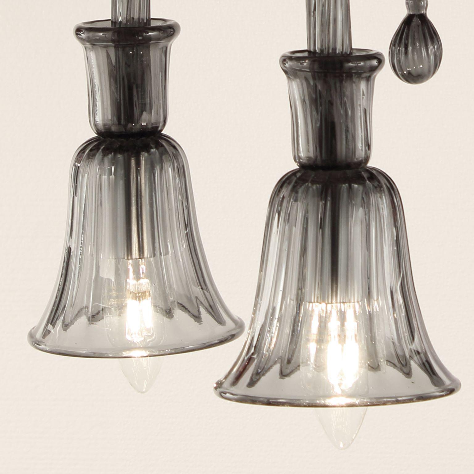 Other 21st Century Artistic Sconce 2Arms Grey Murano Glass Ritz by Multiforme in stock For Sale