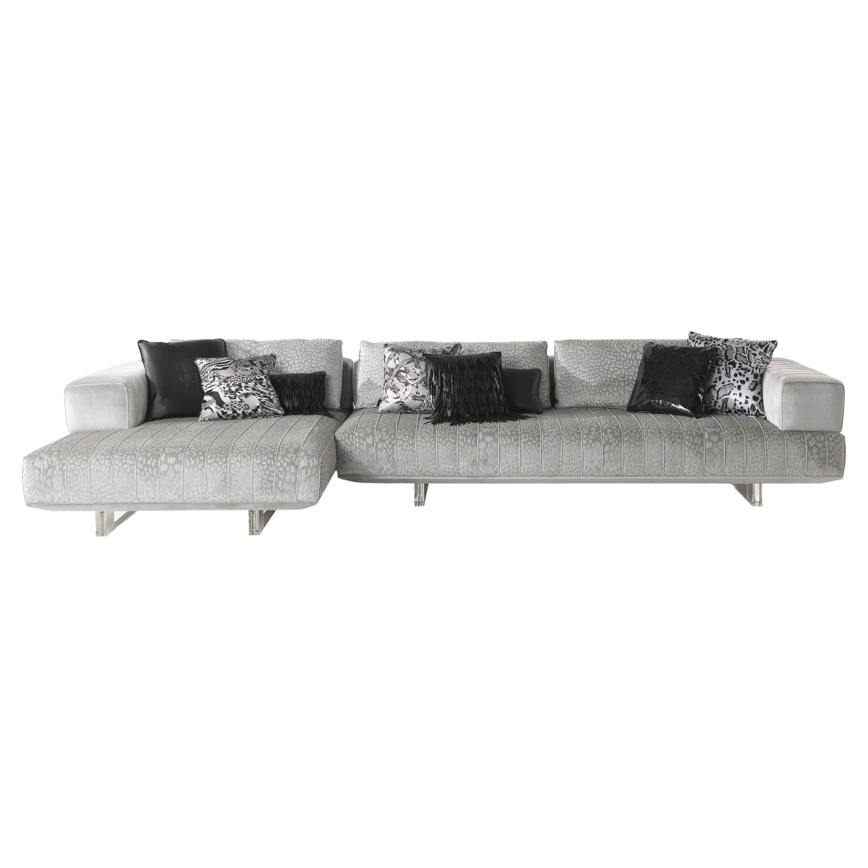 21st Century Aruba Modular Sofa in Fabric by Roberto Cavalli Home Interiors For Sale
