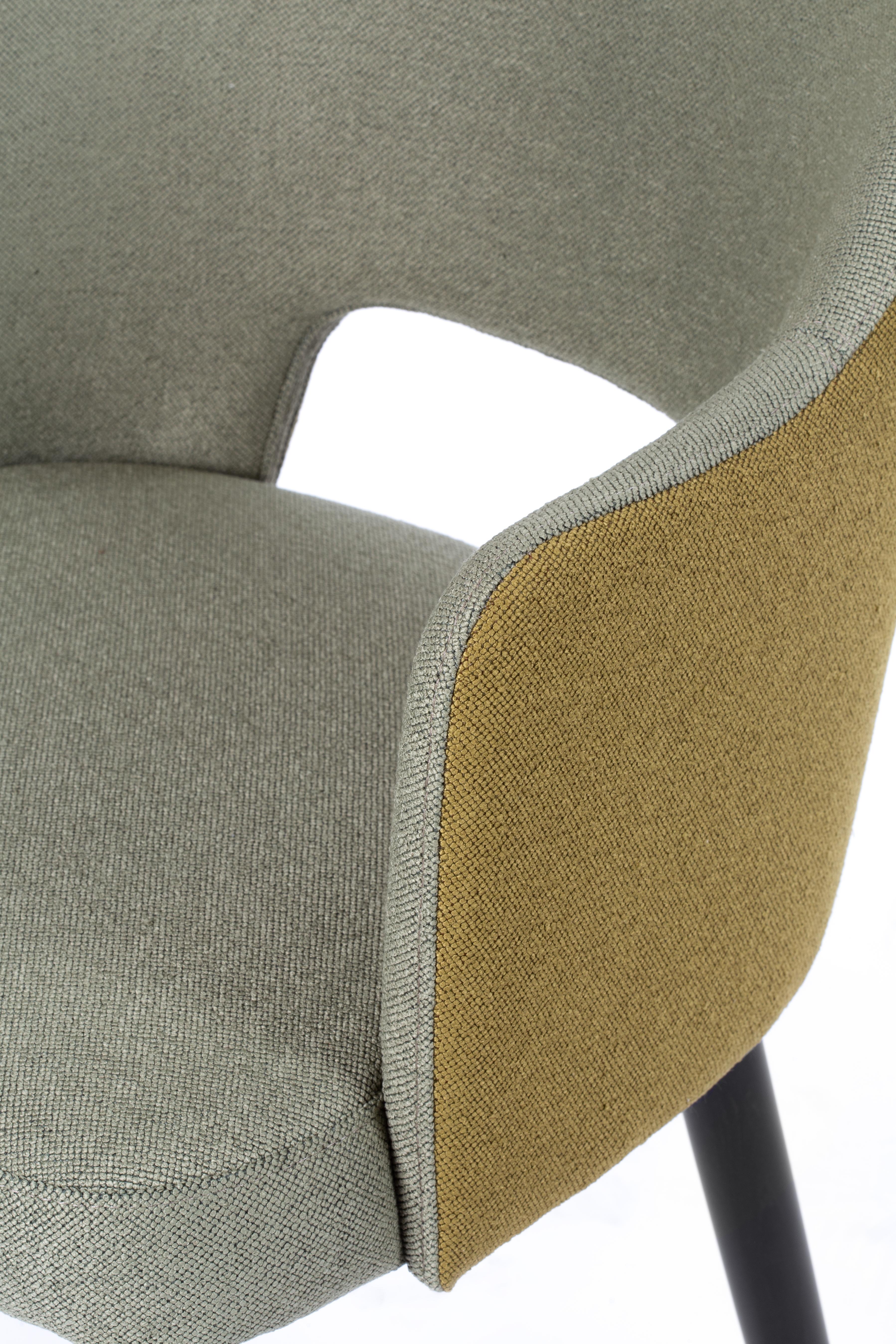 Hand-Crafted 21st Century Ary Chair, Free Life Fabric and Wood, Made in Italy by Hebanon For Sale