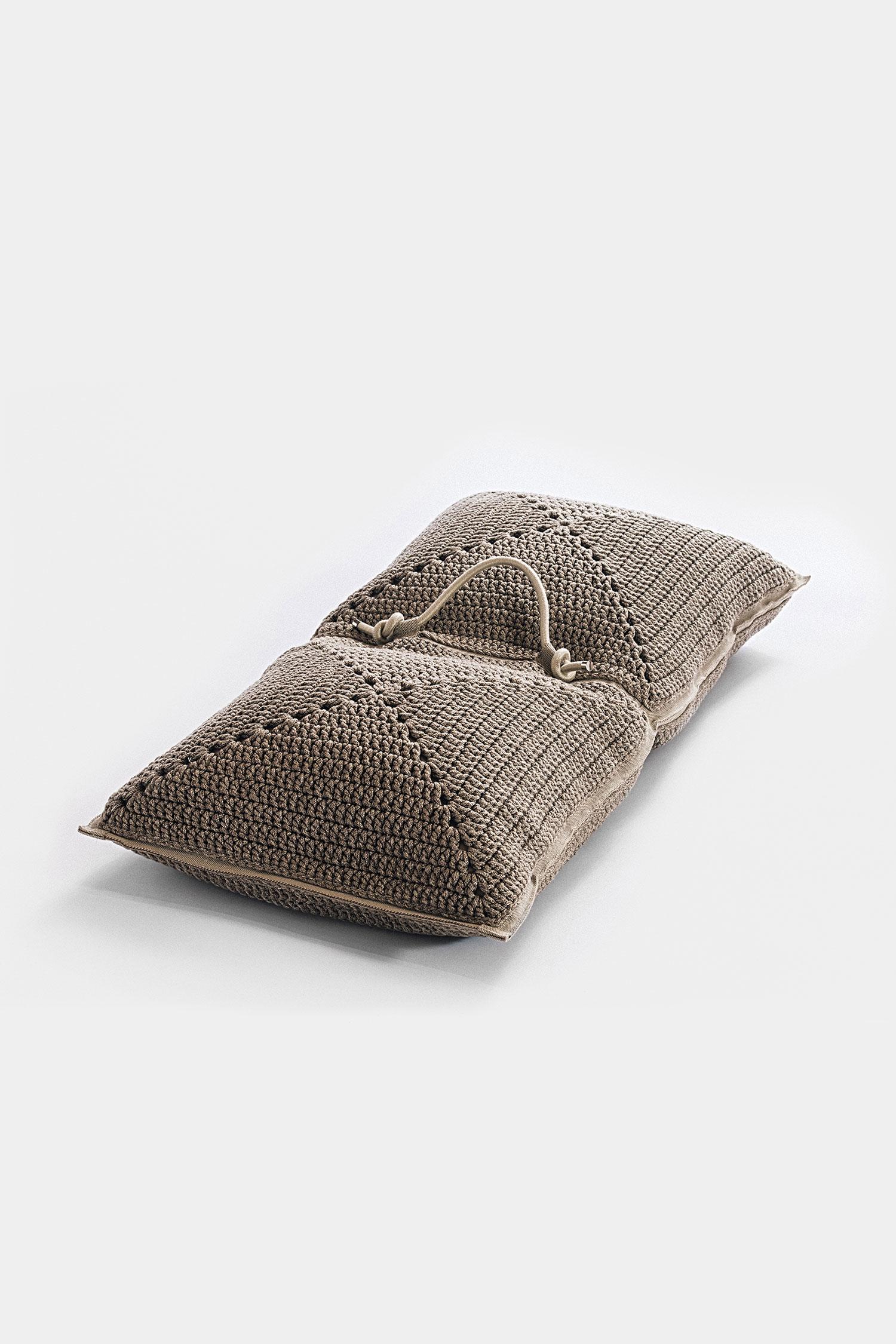 Hand-Crafted 21st Century Asian Beige Brown Outdoor Indoor Handmade Floor Cushion For Sale