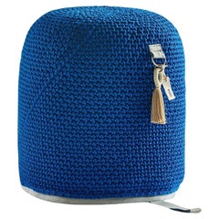 21st Century Asian Blue Outdoor-Indoor Handmade Single Seat Pouf