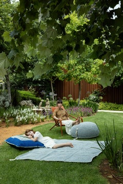 21st Century Asian Blue Sand Outdoor Indoor 200x300 cm Handmade Rug