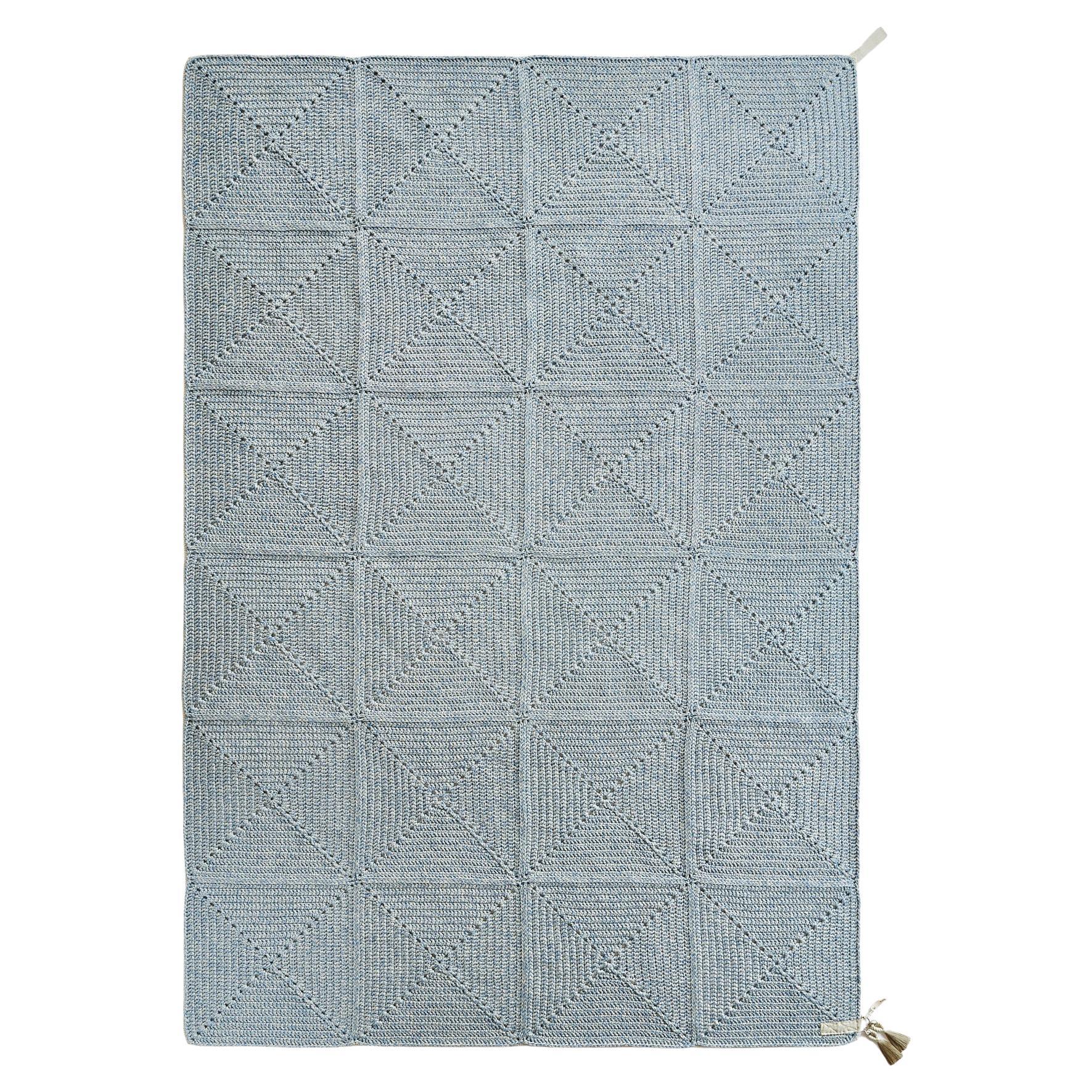 21st Century Asian Blue Sand Outdoor Indoor 200x300 cm Handgefertigter Teppich im Angebot