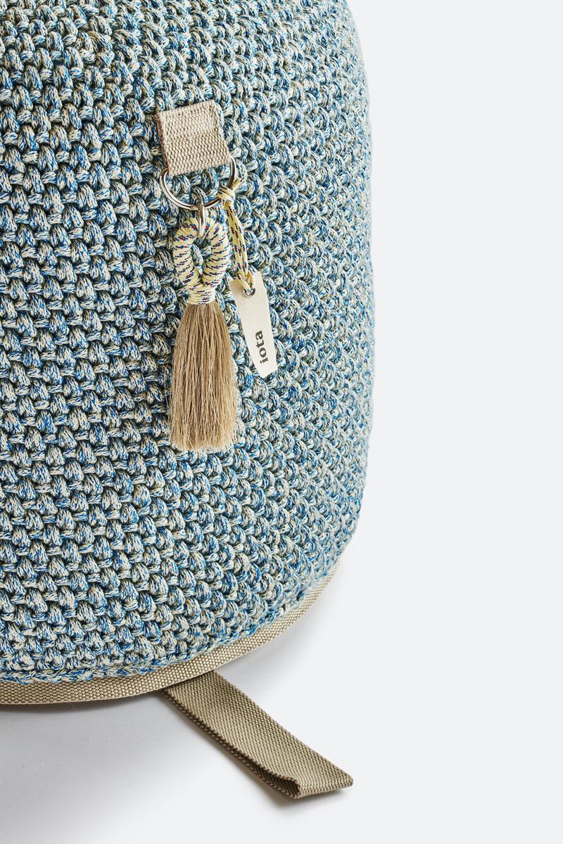 Hand-Crafted 21st Century Asian Blue Sand Outdoor-Indoor Handmade Single Seat Pouf For Sale