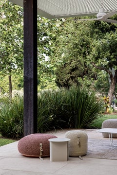 21st Century Asian Brown Beige Outdoor-Indoor Handmade Single Seat Pouf