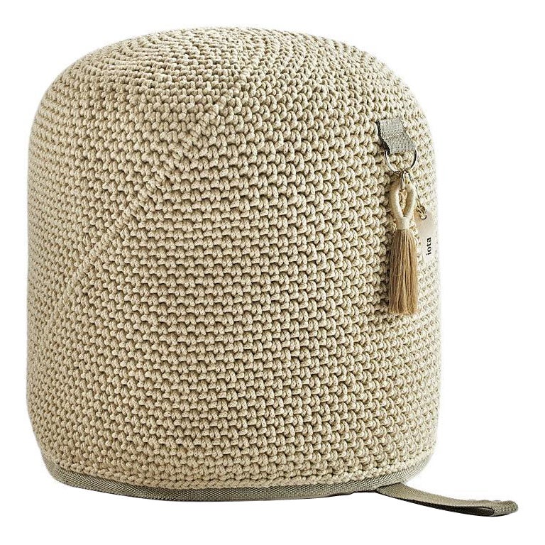 Pouf asiatico del 21° secolo marrone beige per esterni e interni fatto a mano con seduta singola