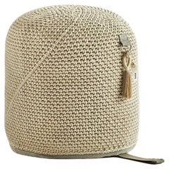 21ème siècle Asiatique Brown Beige Outdoor-Indoor Fait à la main Pouf simple siège